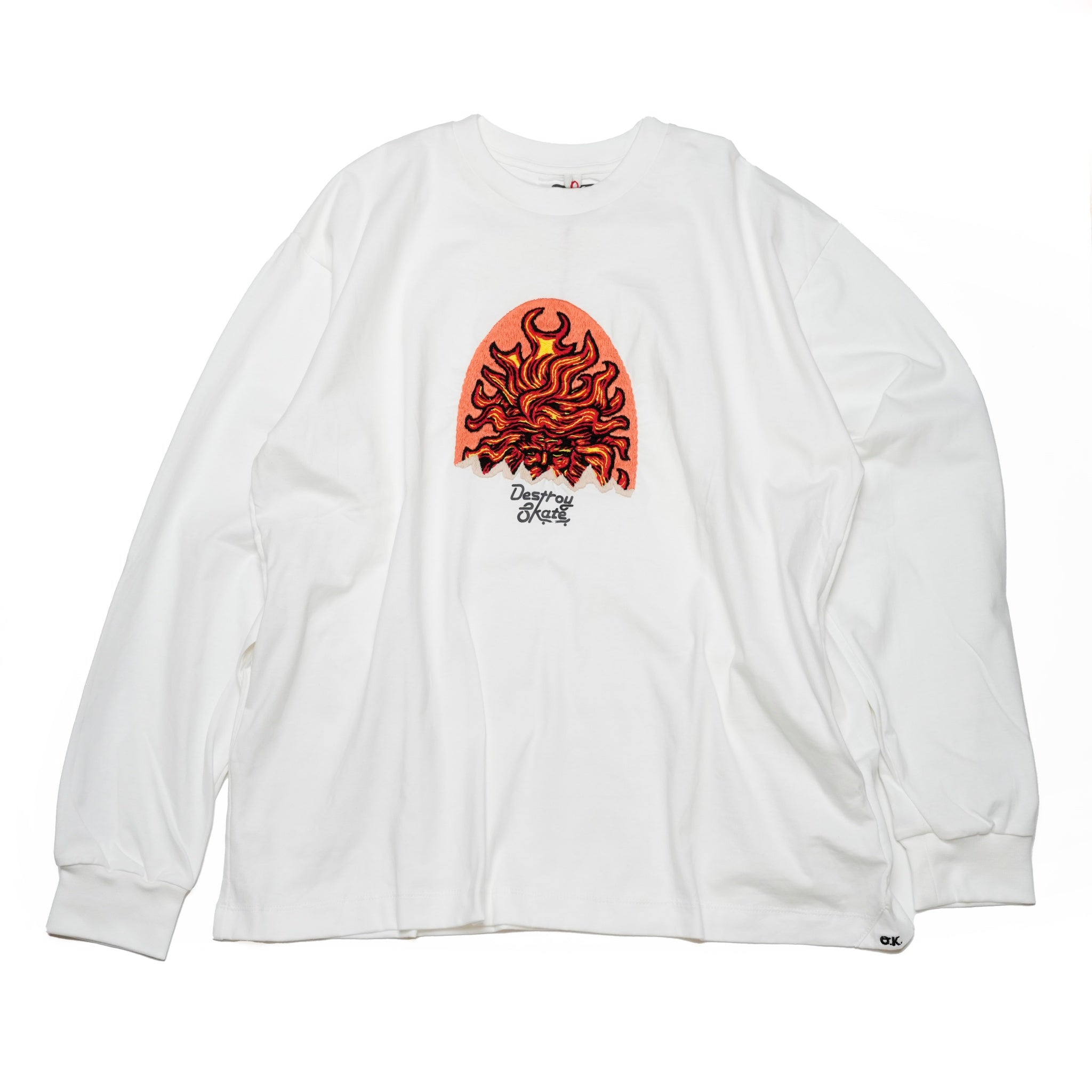OK243-003LS_WHITE | Embroidery L/S TEE | Color:White【OK_オーケー】