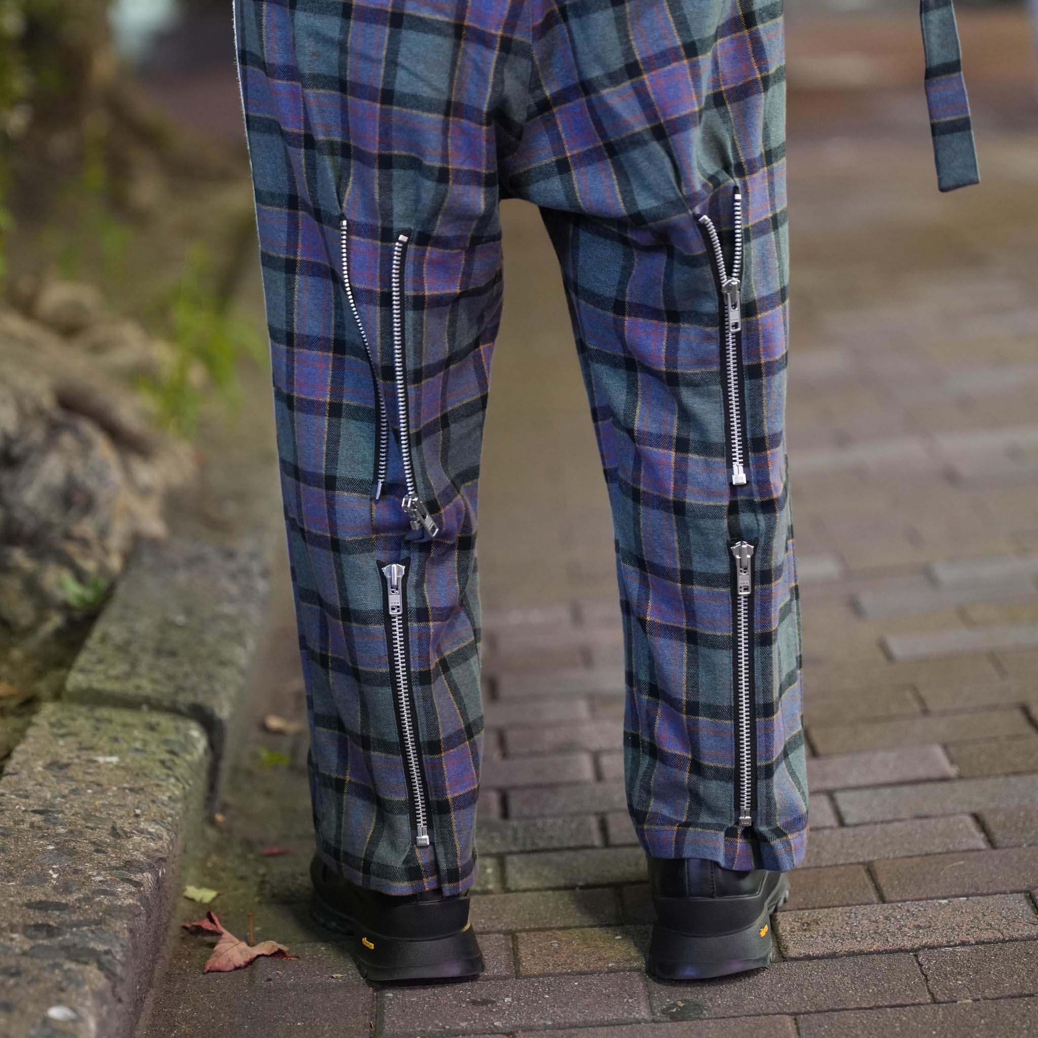 ef404-21 | Check bondage wide Pants | Color:Green check【EFFECTEN_エフェクテン】
