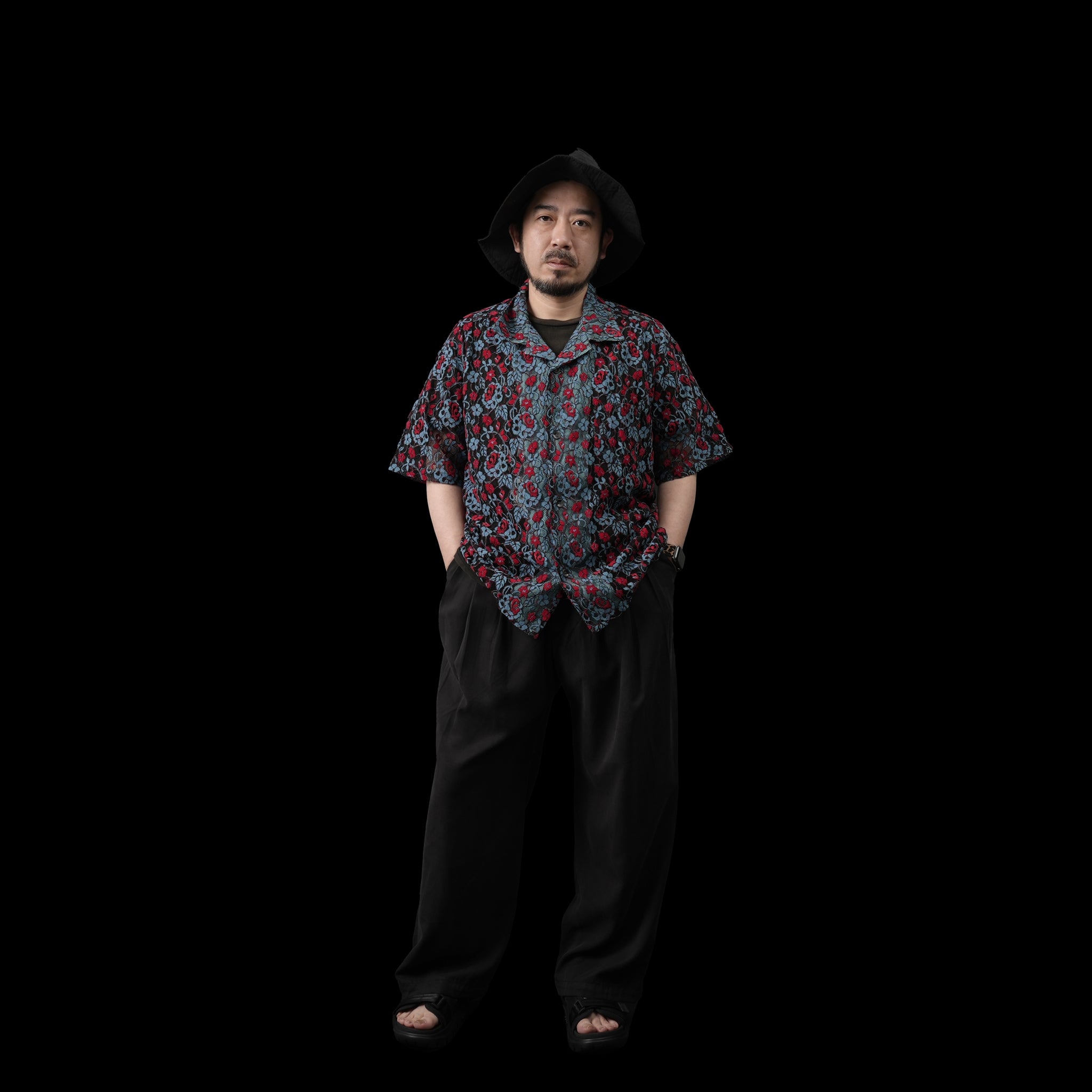 No:ps23t01 | Name:Neon Lace Shirt | Color:Blue&Red【PLATEAU STUDIO_プラトー スタジオ】