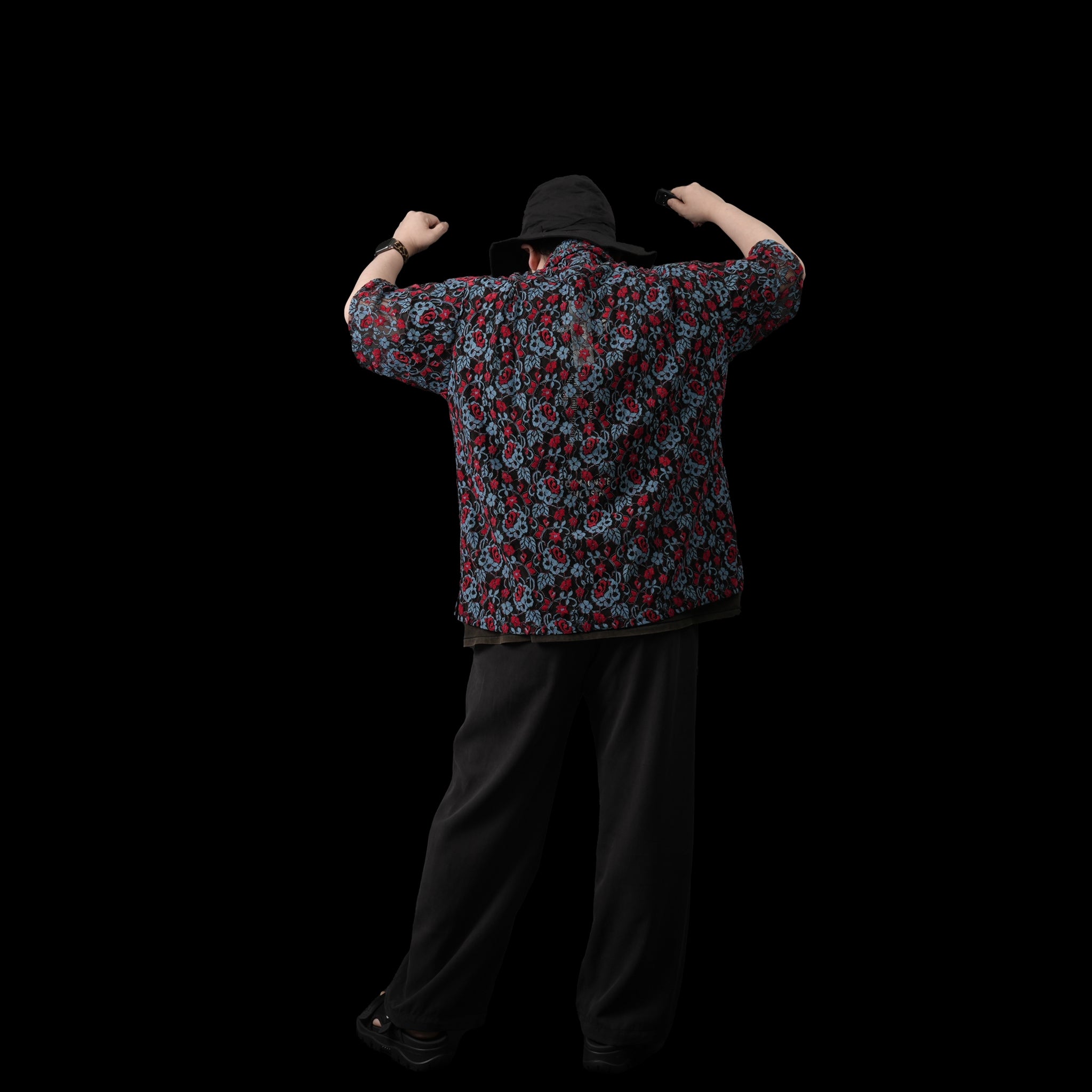 No:ps23t01 | Name:Neon Lace Shirt | Color:Blue&Red【PLATEAU STUDIO_プラトー スタジオ】