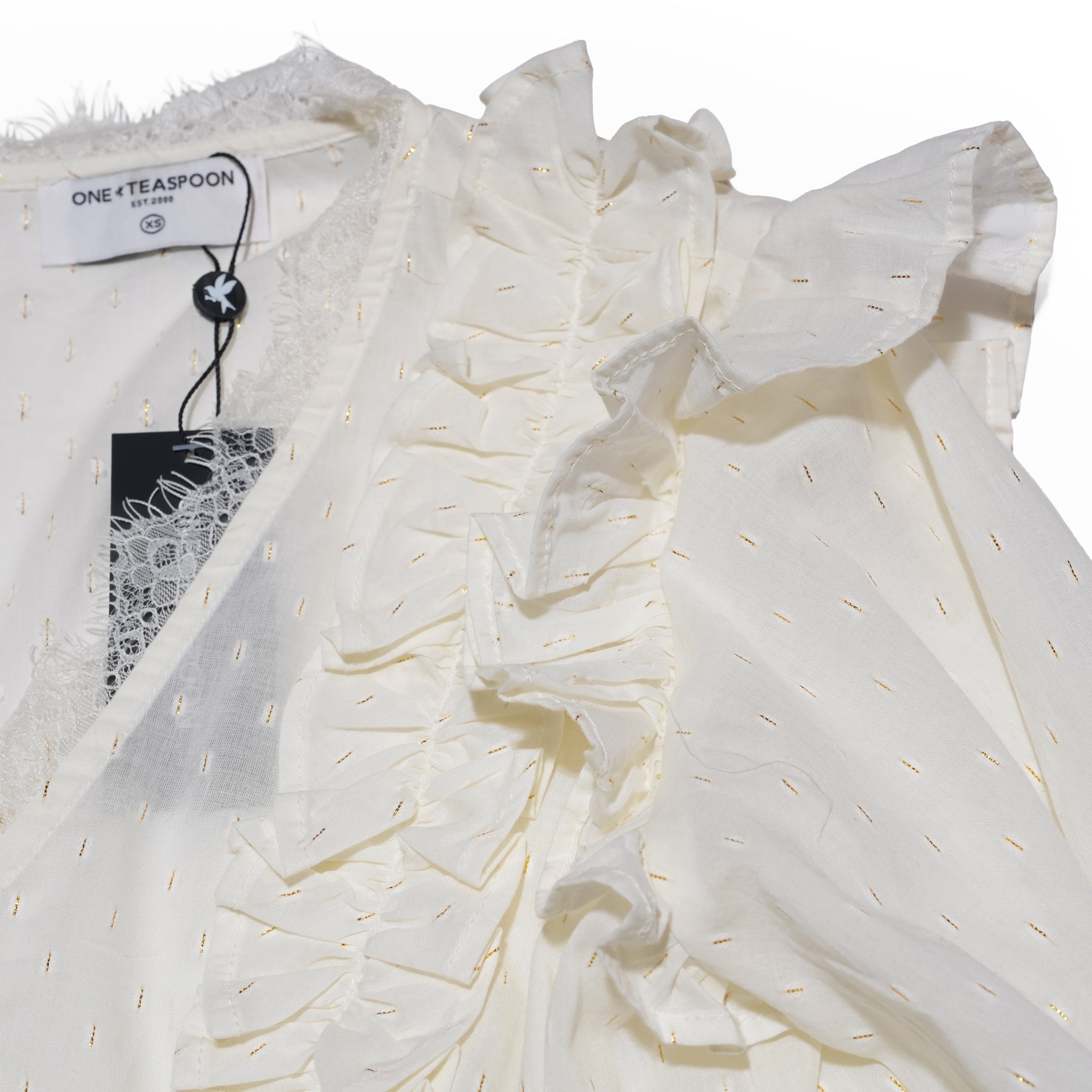 WILLOW RUFFLE SHEER TOP – Ivory | ONE TEASPOON