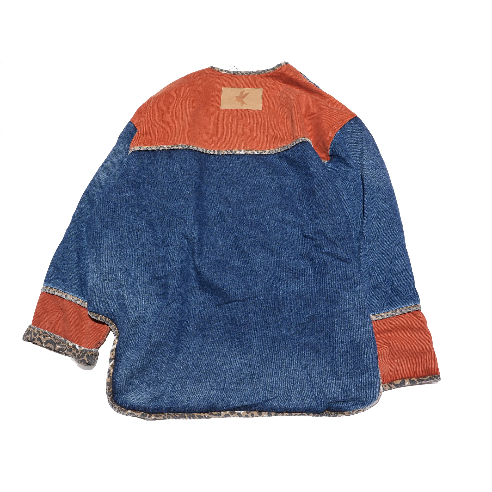 BANG BANG REVERSIBLE COLOUR BLOCKED DENIM WADDED JACKET – Animal Blue Rust | ONE TEASPOON