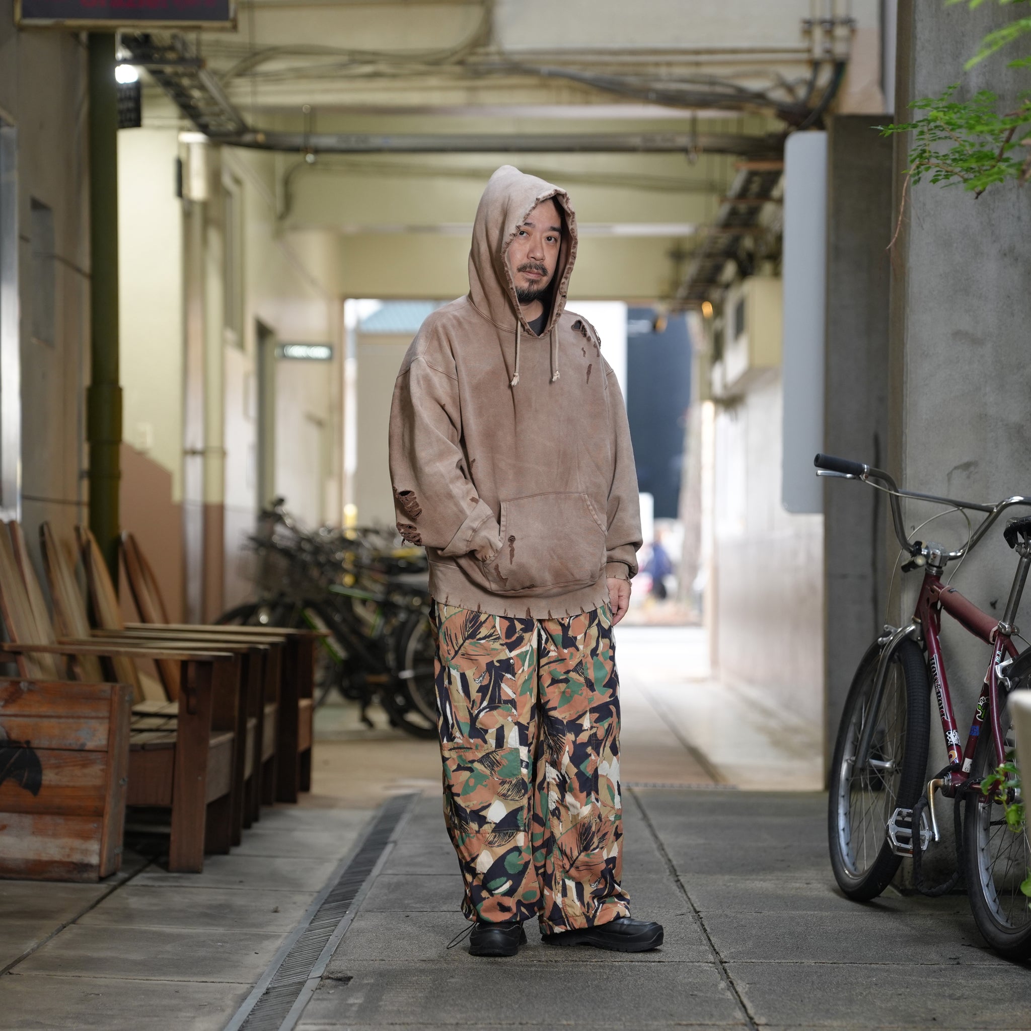 Distressed Sweat Parka – Brown | 25#07-3030-0_brown | MINAMI ANDERSON