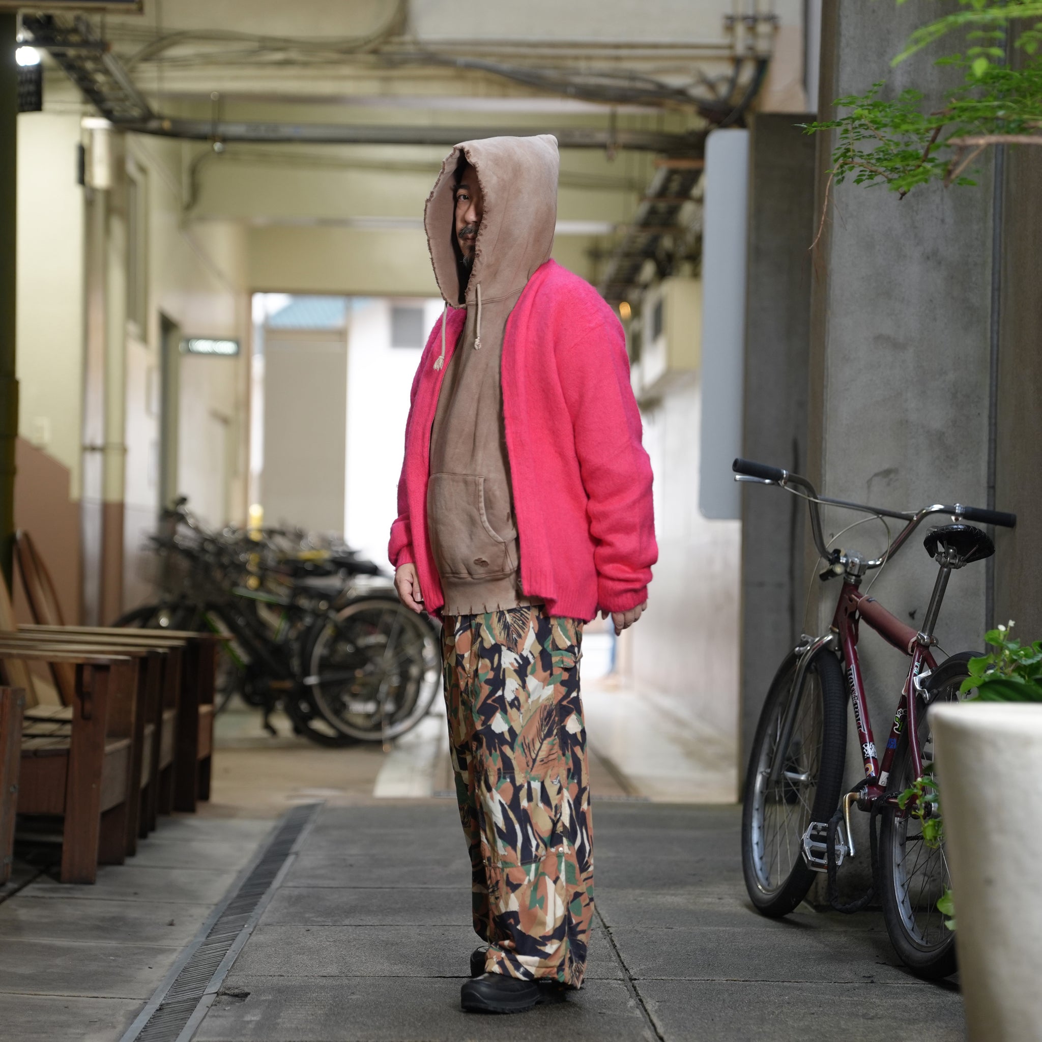 solid shaggy crew cardigan – Pink | TOWNCRAFT