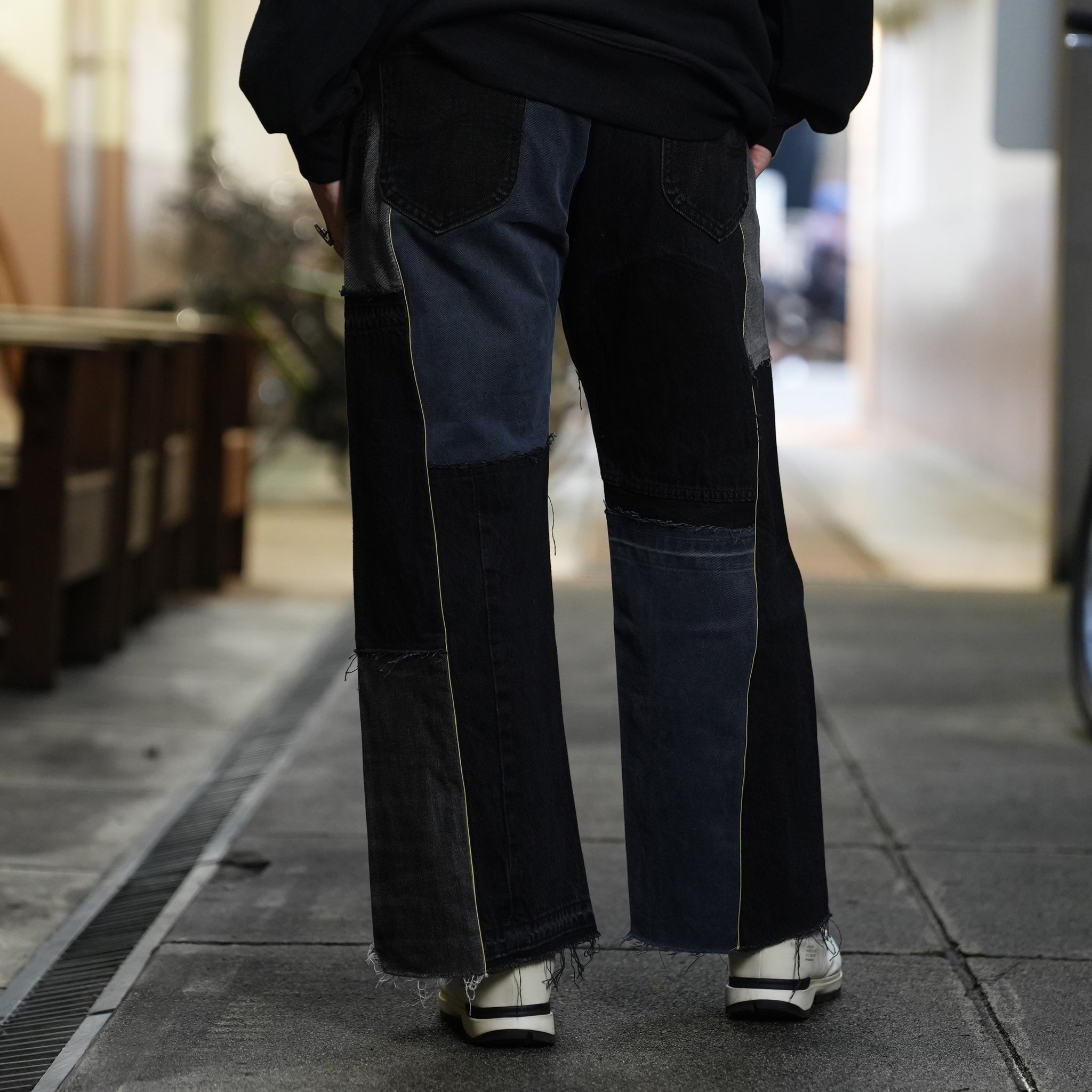 AT-268 | パッチワークデニムパンツ パターンver | Color:24 | Size:S【REHERSALL_リハーズオール】