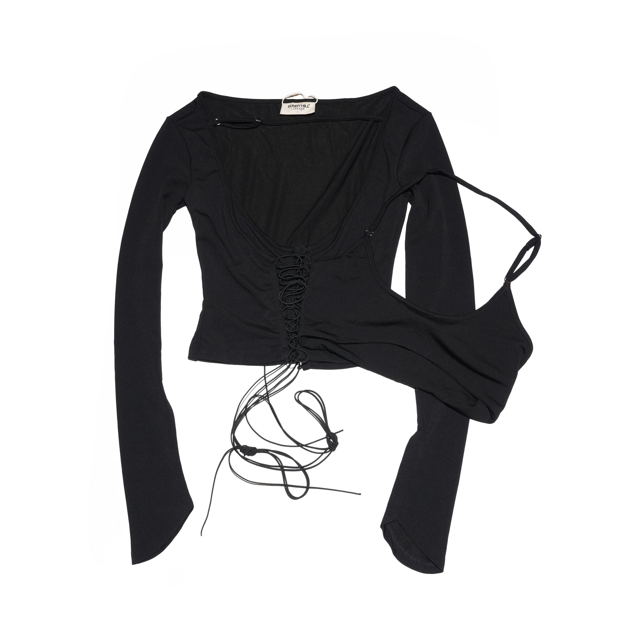BISOU LONG SLEEVE TOP (BLACK) | Bunny Hill Concept