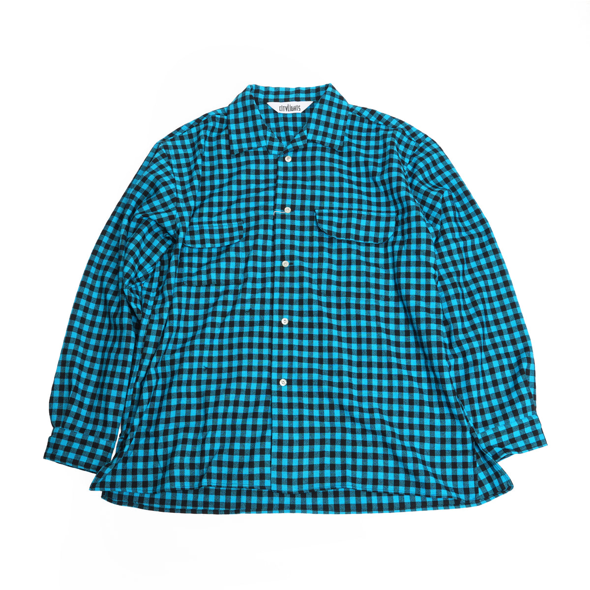 CAMP COLLAR SHIRT (GACHA POKE) *BLUE PLAID | CITYLIGHTS PRODUCTS