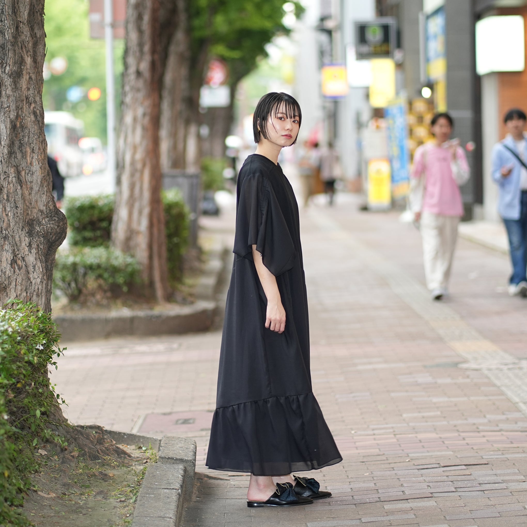 No:wop994 | Name:ソフトオーガンジーワンピース | Color:Blk【REHERSALL_リハーズオール】