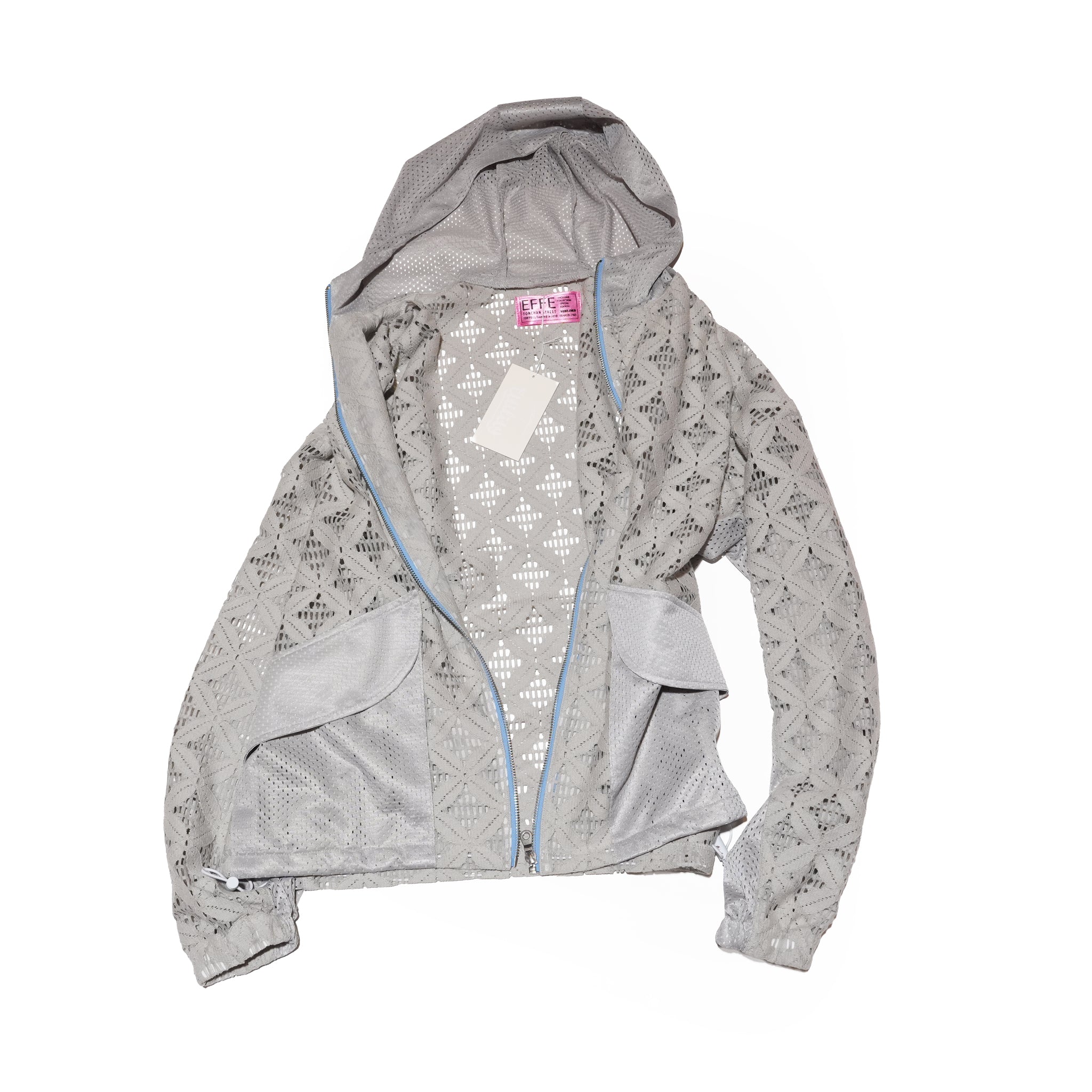 Flower mesh zip hoodie – Gray | EFFECTEN