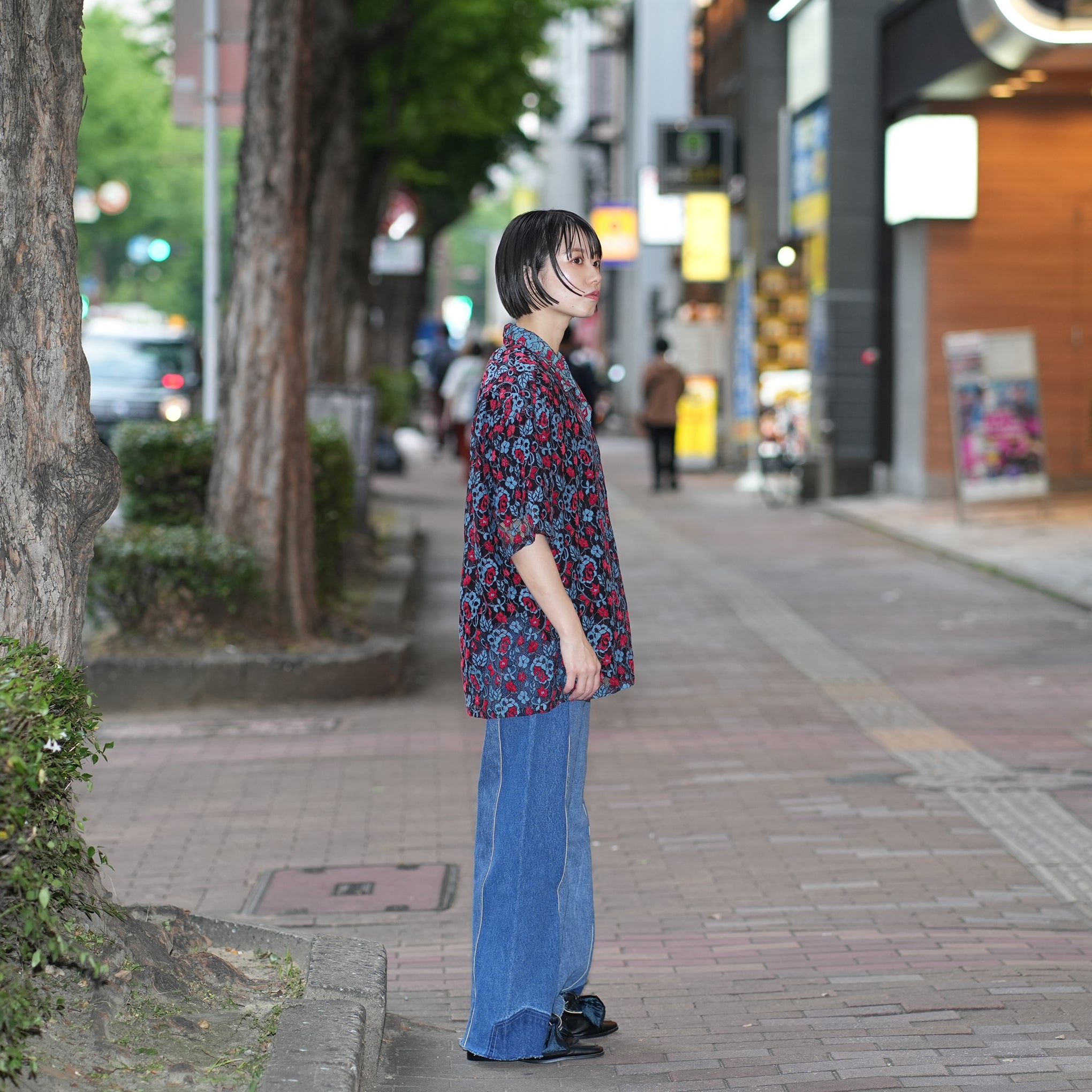 Neon Lace Shirt – Blue&Red | PLATEAU STUDIO