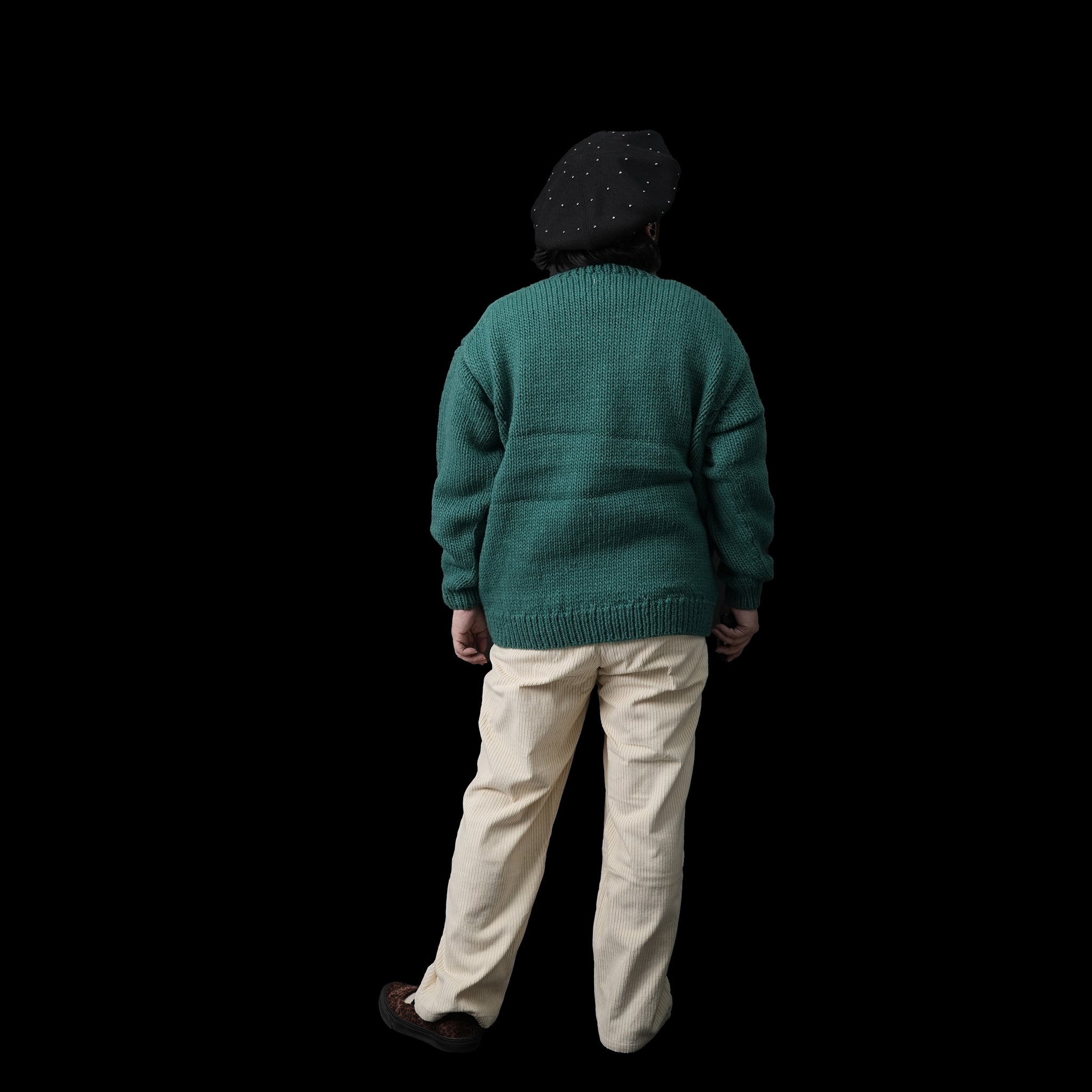 tl23f002b | peace hand knit crew | Color:Green【THRIFTY LOOK_スリフティールック】