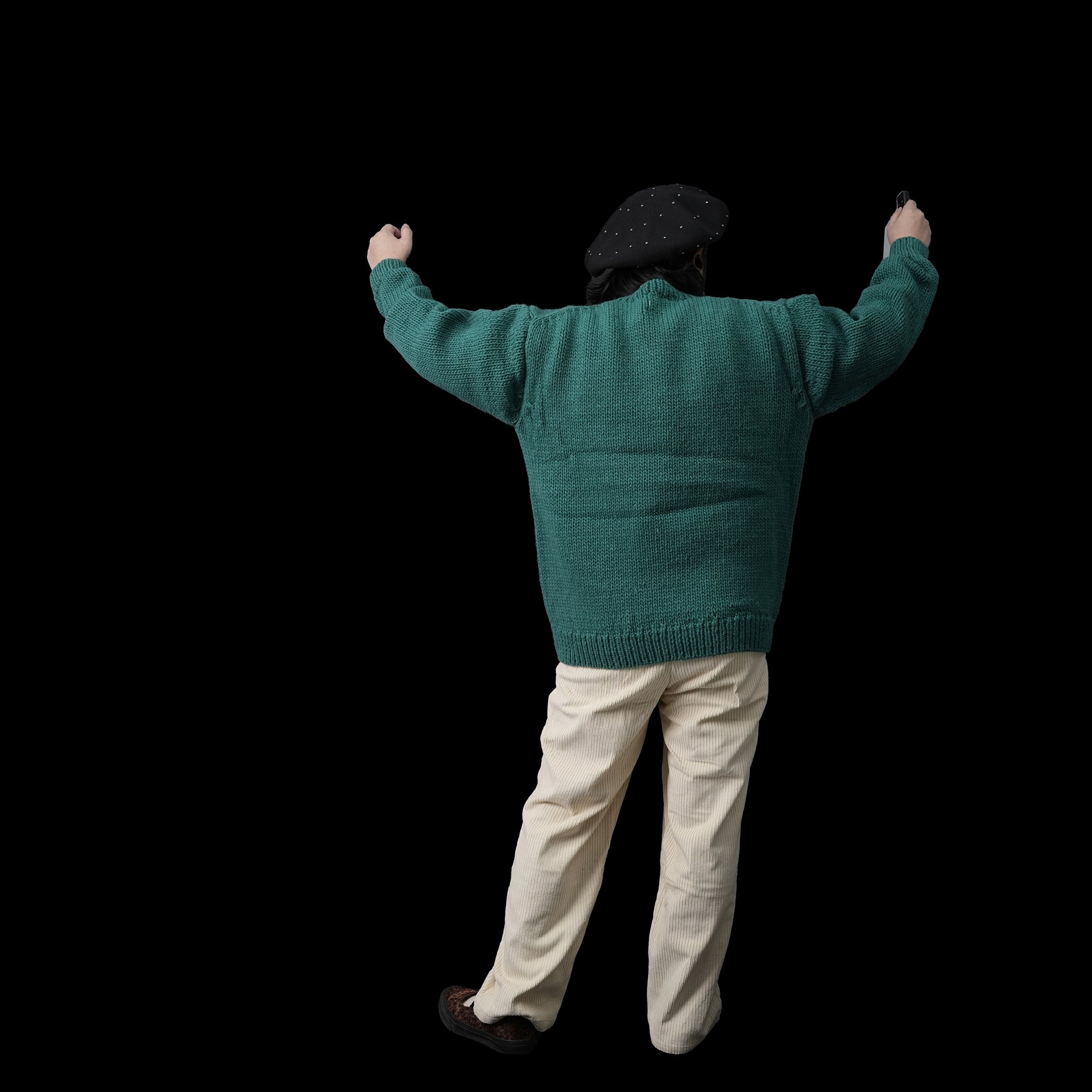 tl23f002b | peace hand knit crew | Color:Green【THRIFTY LOOK_スリフティールック】