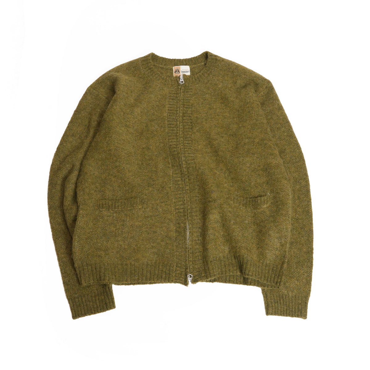Mohair Shaggy Zip-Up Cardigan – Olive | TOWNCRAFT