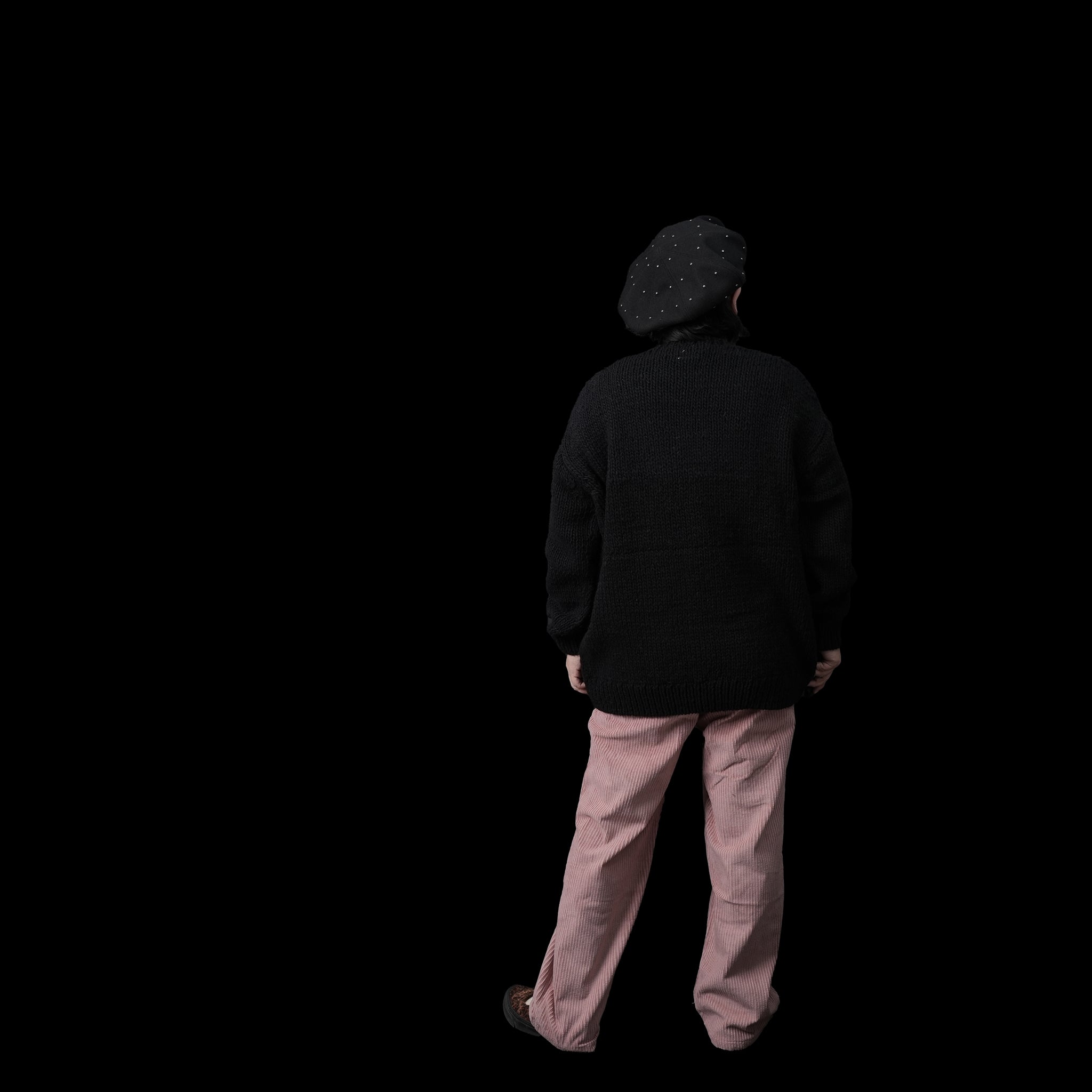 No:tl23f001 | Name:star hand knit crew | Color:Black【THRIFTY LOOK_スリフティールック】