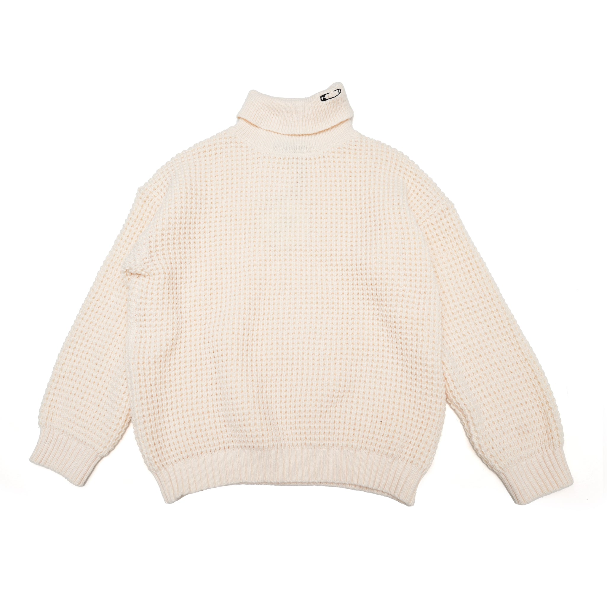 KT511 | WAFFLE ROLLNECK JUMPER | Color:Ivory/Black【ORIGINAL JOHN_オリジナルジョン】