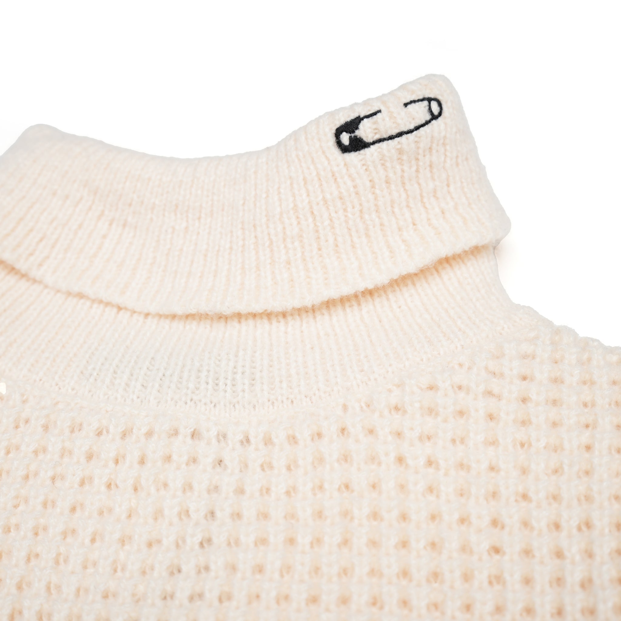 KT511 | WAFFLE ROLLNECK JUMPER | Color:Ivory/Black【ORIGINAL JOHN_オリジナルジョン】