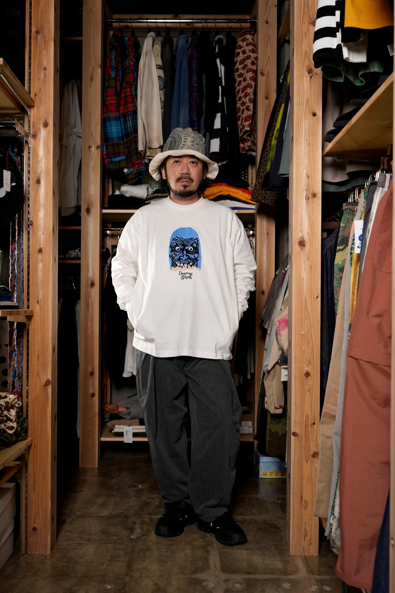 OK243-002LS_WHITE | Embroidery L/S TEE | Color:White【OK_オーケー】