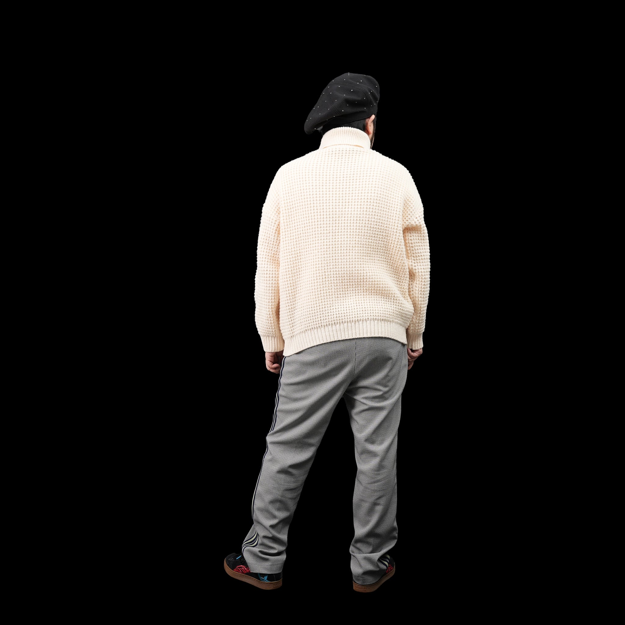 KT511 | WAFFLE ROLLNECK JUMPER | Color:Ivory/Black【ORIGINAL JOHN_オリジナルジョン】