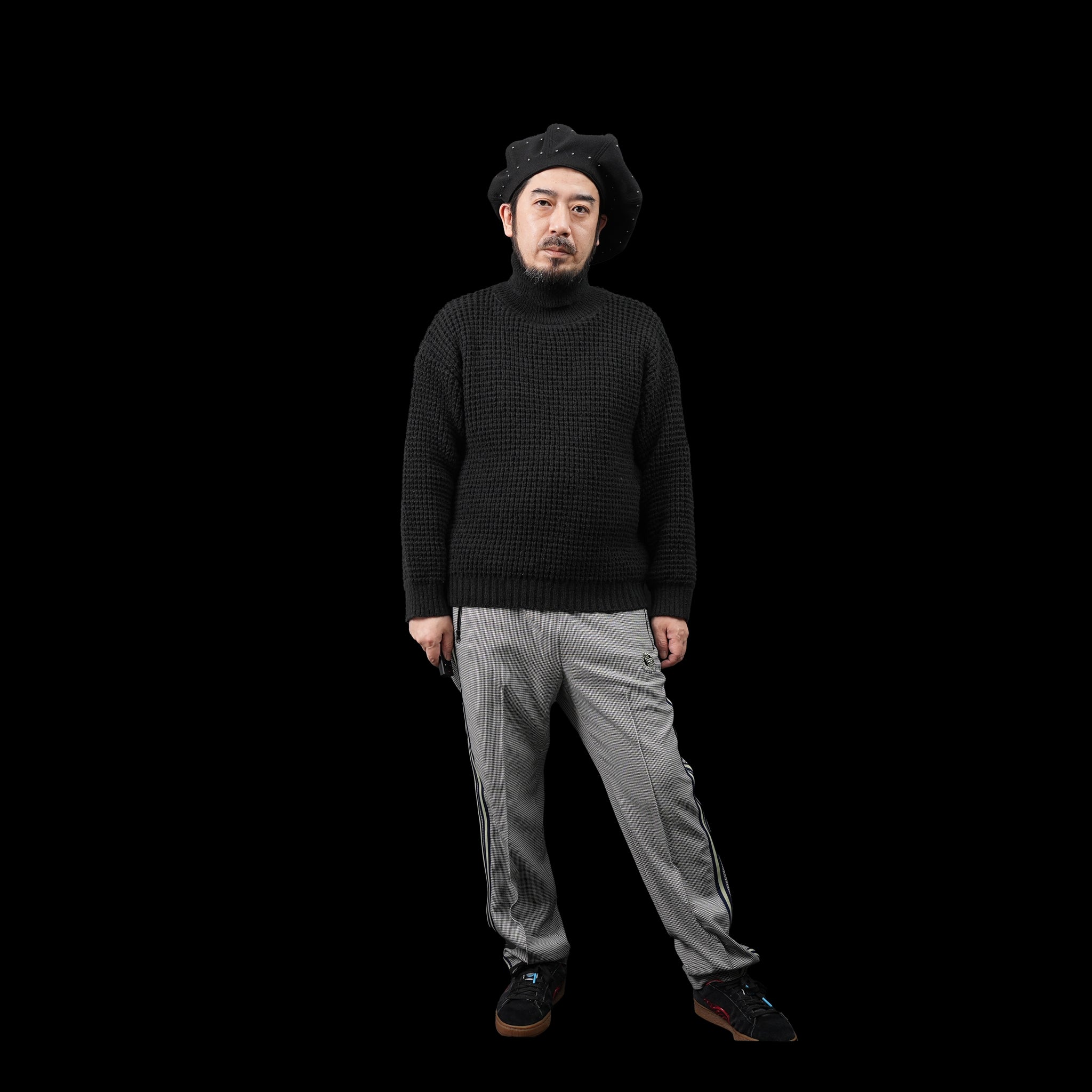KT511 | WAFFLE ROLLNECK JUMPER | Color:Ivory/Black【ORIGINAL JOHN_オリジナルジョン】