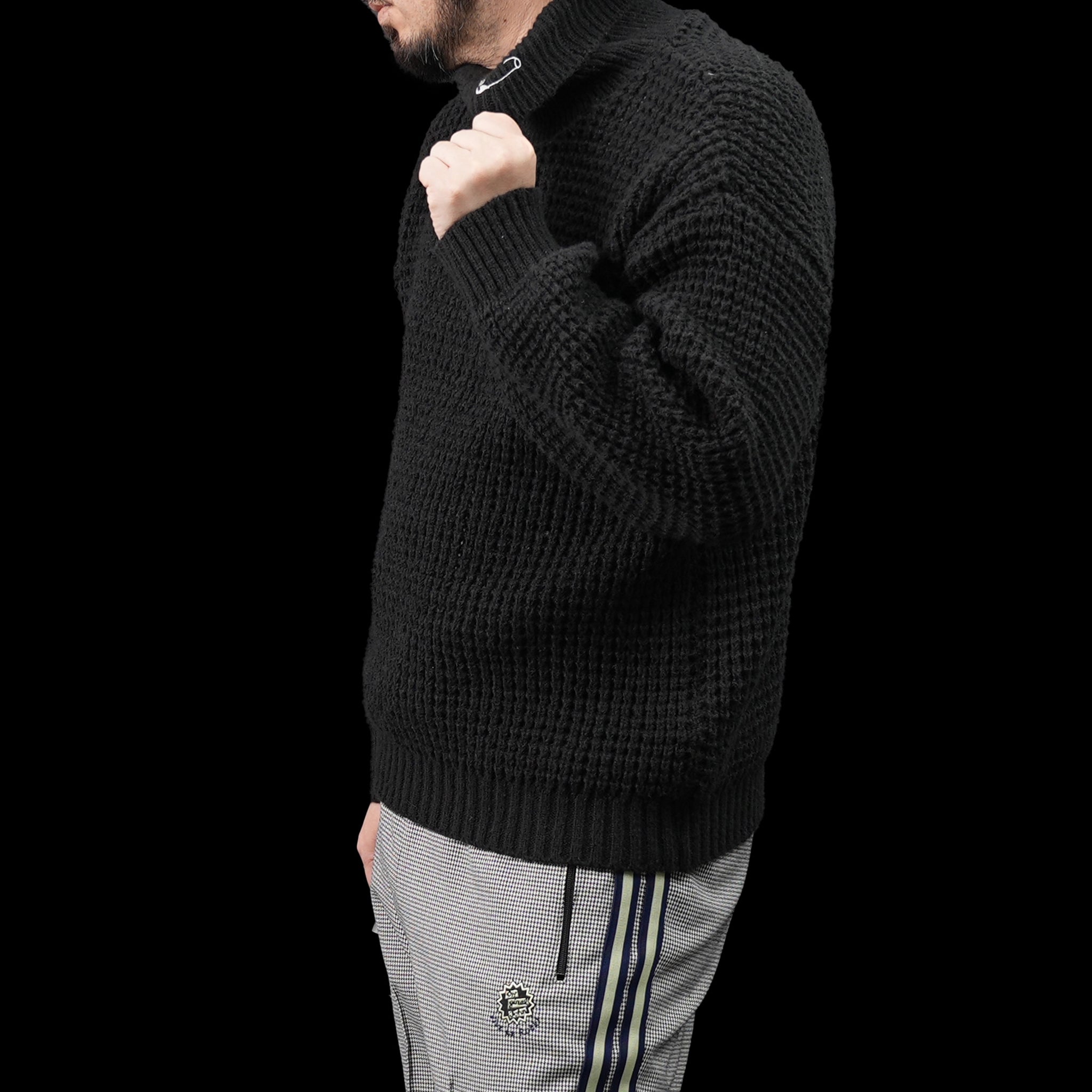 KT511 | WAFFLE ROLLNECK JUMPER | Color:Ivory/Black【ORIGINAL JOHN_オリジナルジョン】