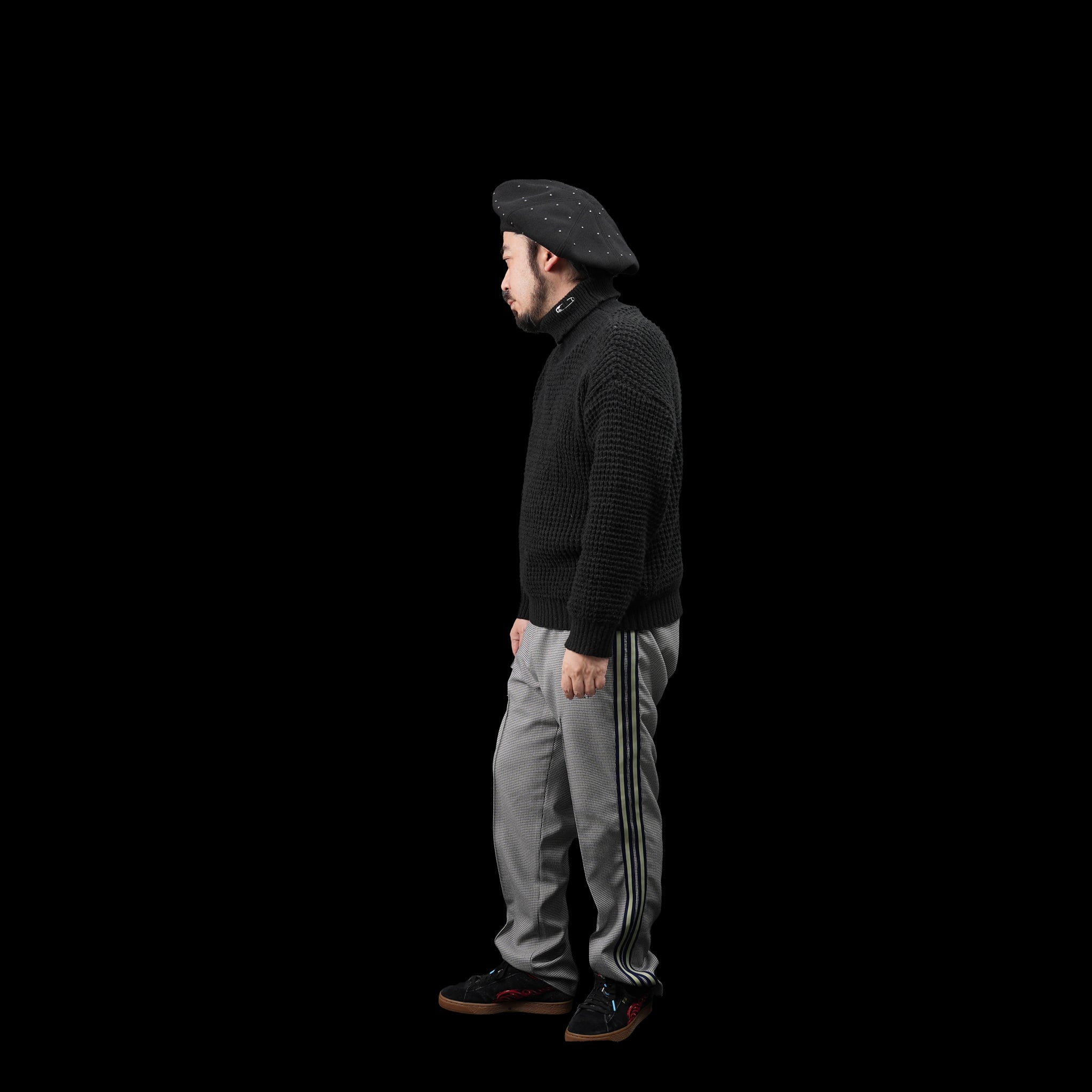 KT511 | WAFFLE ROLLNECK JUMPER | Color:Ivory/Black【ORIGINAL JOHN_オリジナルジョン】