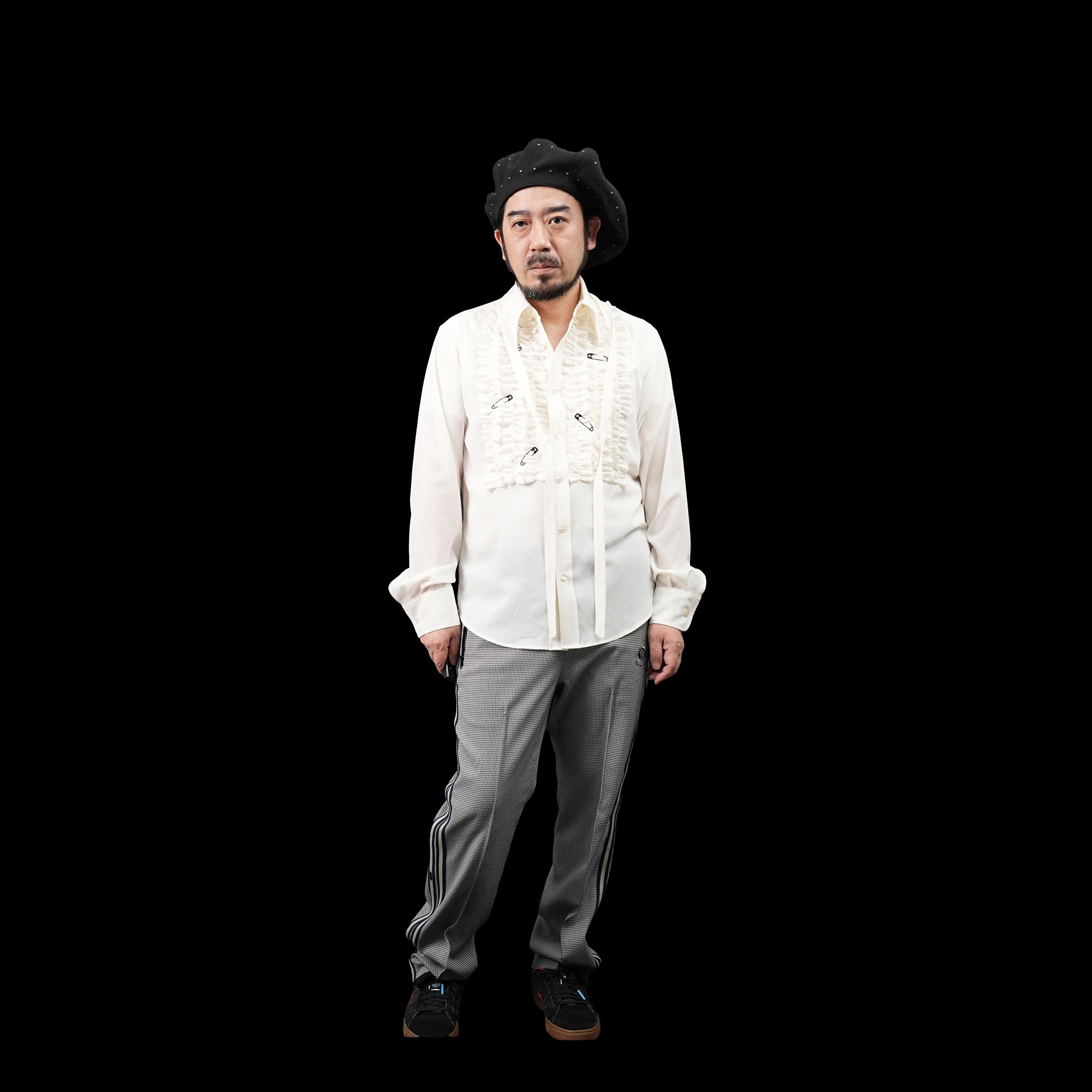 No:HT512 | Name:ROOTS ROCKER BERET with DOME STUDS | Color:Black【ORIGINAL JOHN_オリジナルジョン】