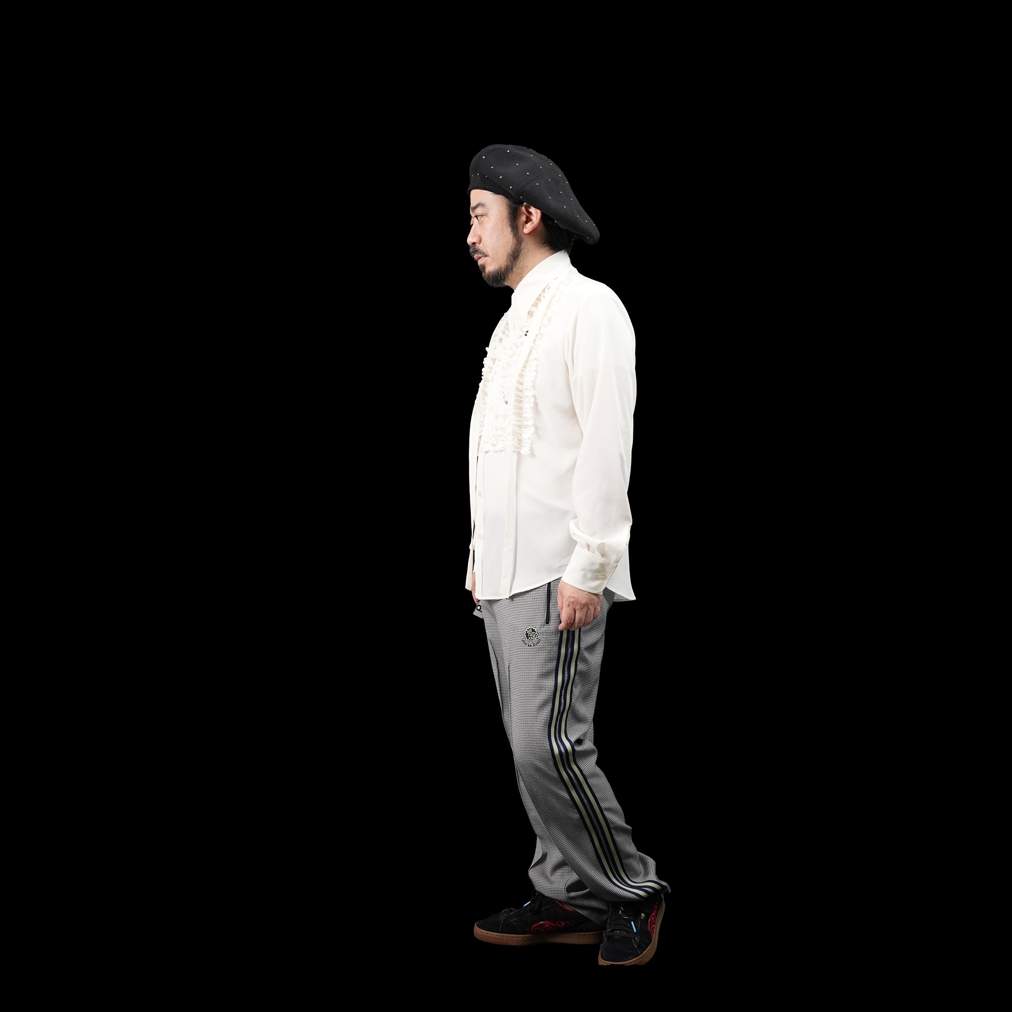 No:HT512 | Name:ROOTS ROCKER BERET with DOME STUDS | Color:Black【ORIGINAL JOHN_オリジナルジョン】