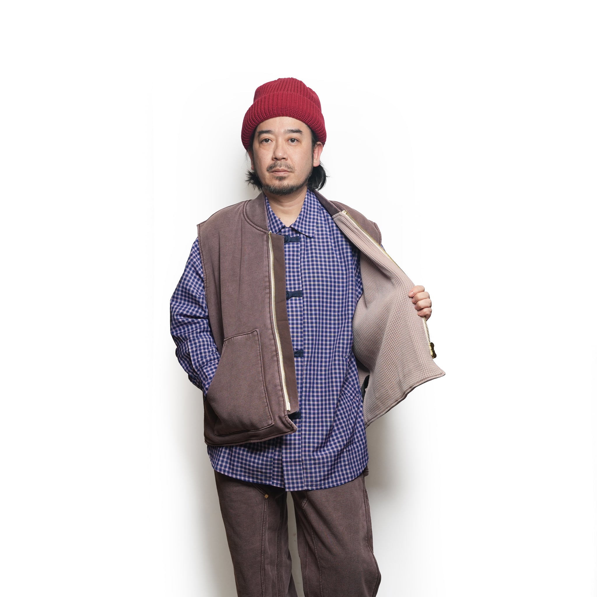 Cleary_Zip Vest | Color_Brown | No_CZ-ImSt-328A_Brown【IMPRESTORE_インプレストア】
