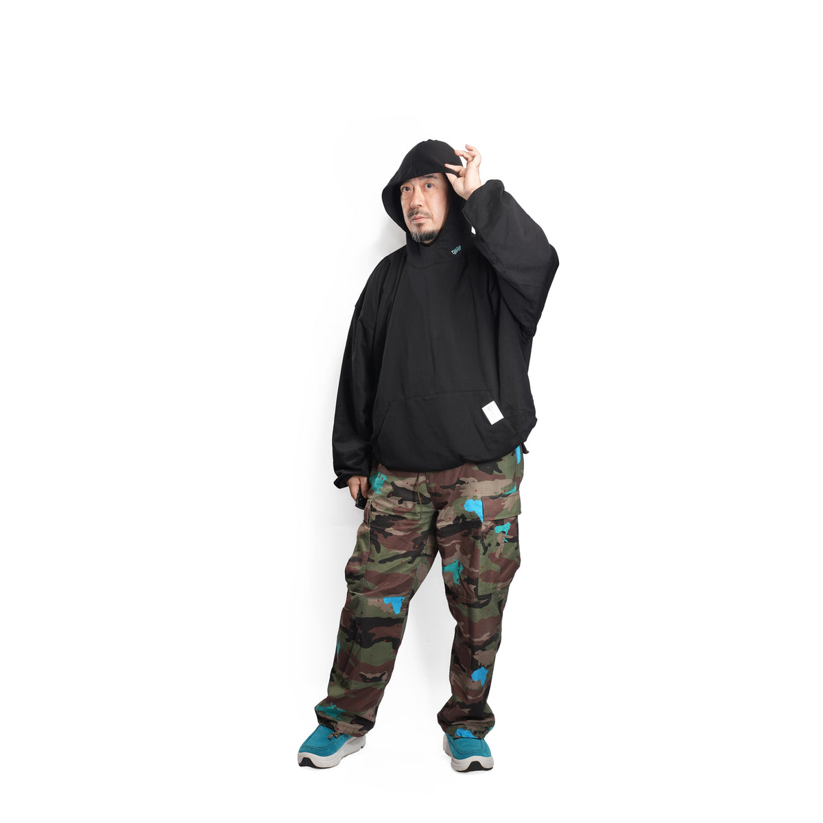 Balloon silhouette pullover hoodie – Black | EFFECTEN
