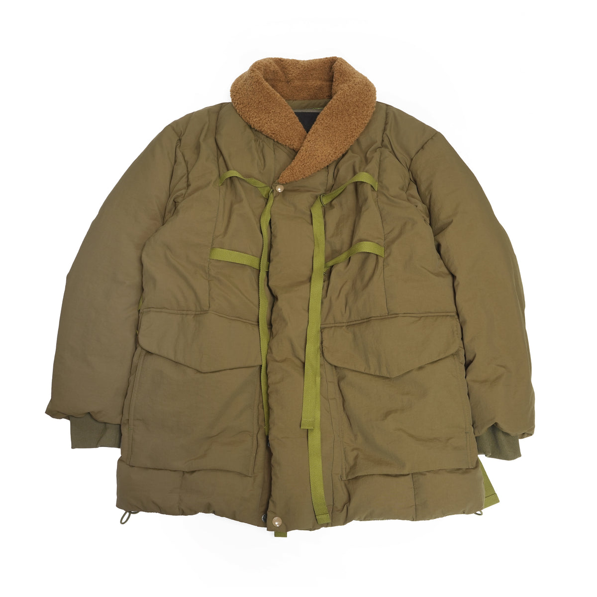 SHAWL COLLAR BOA DOWN JACKET – Olive | NORBIT