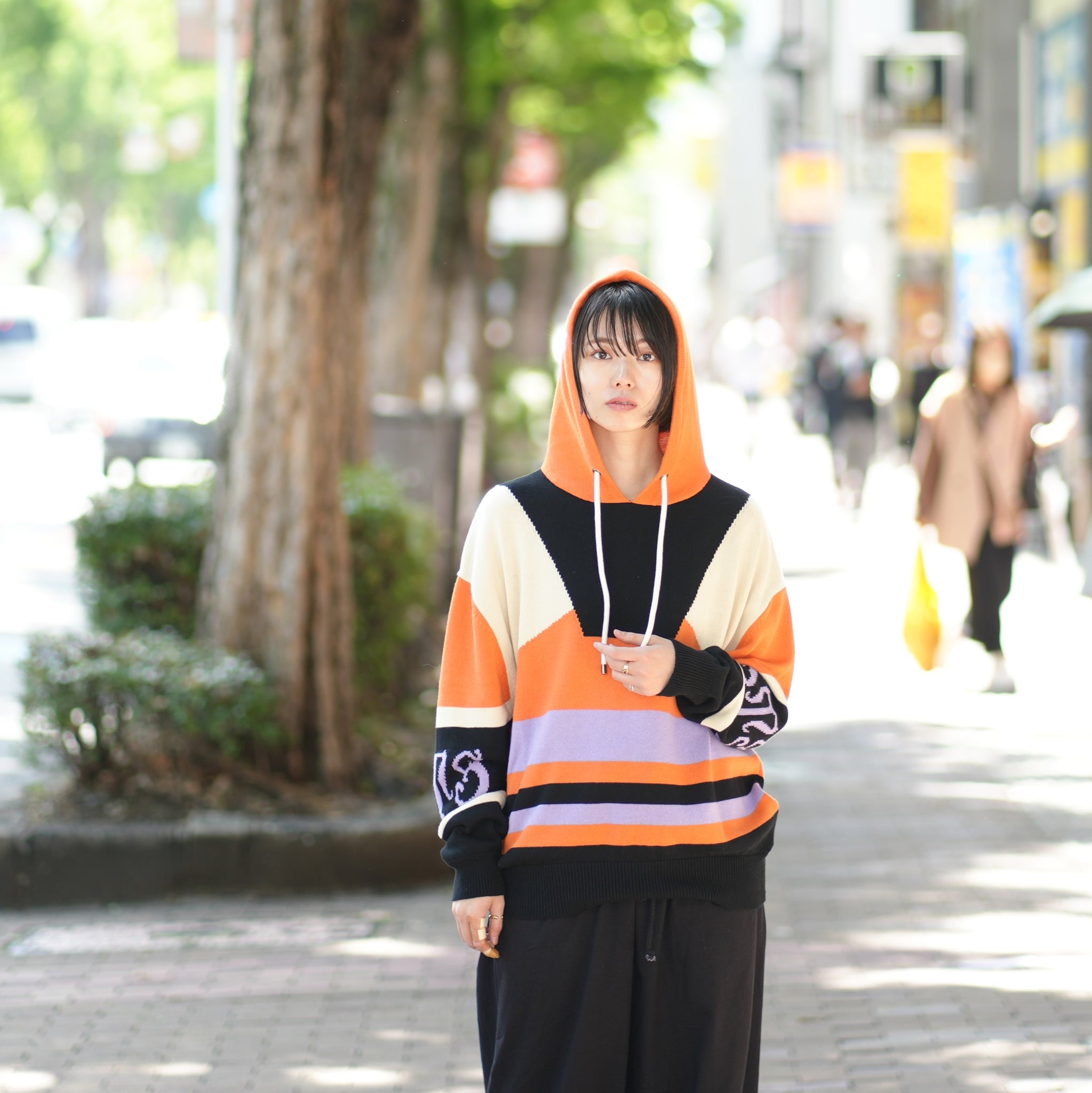 OTS REACTIVE KNIT HOODY – Geo Orange | ONE TEASPOON