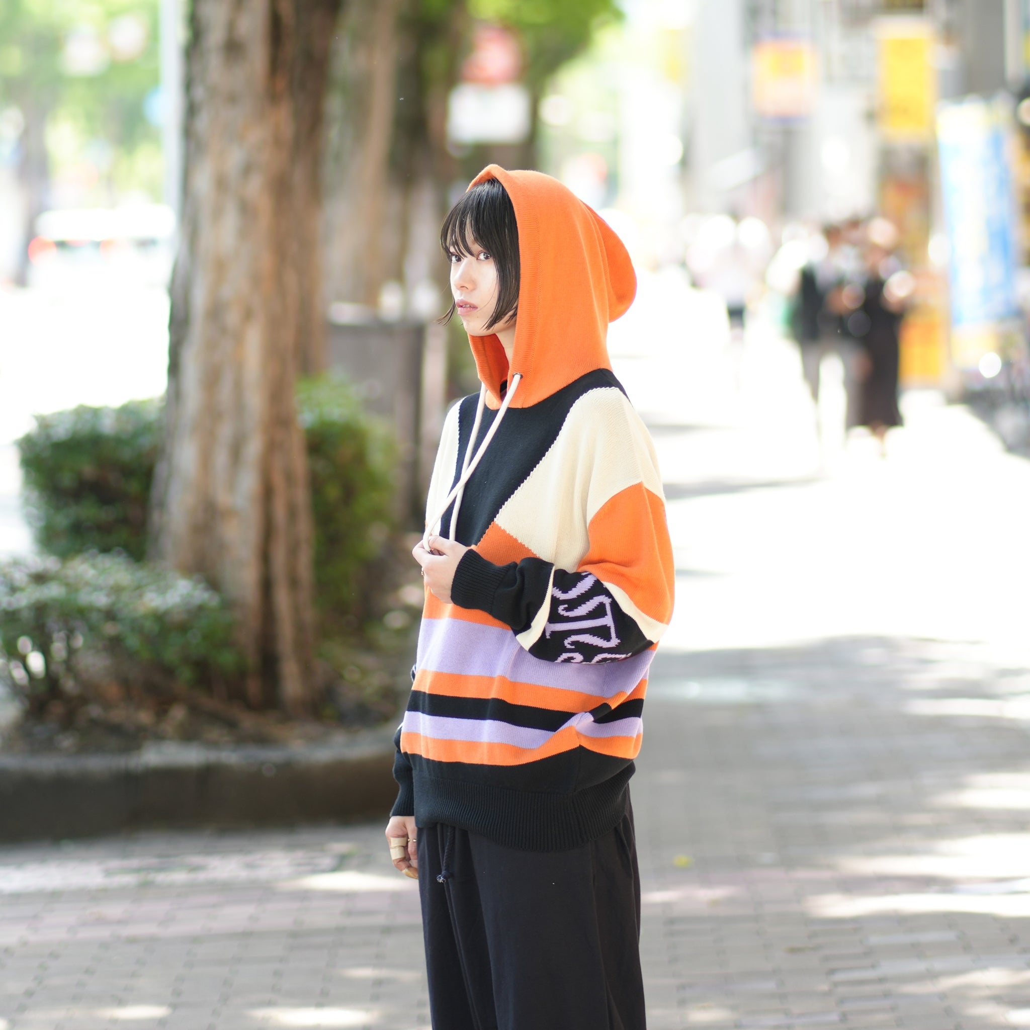 OTS REACTIVE KNIT HOODY – Geo Orange | ONE TEASPOON