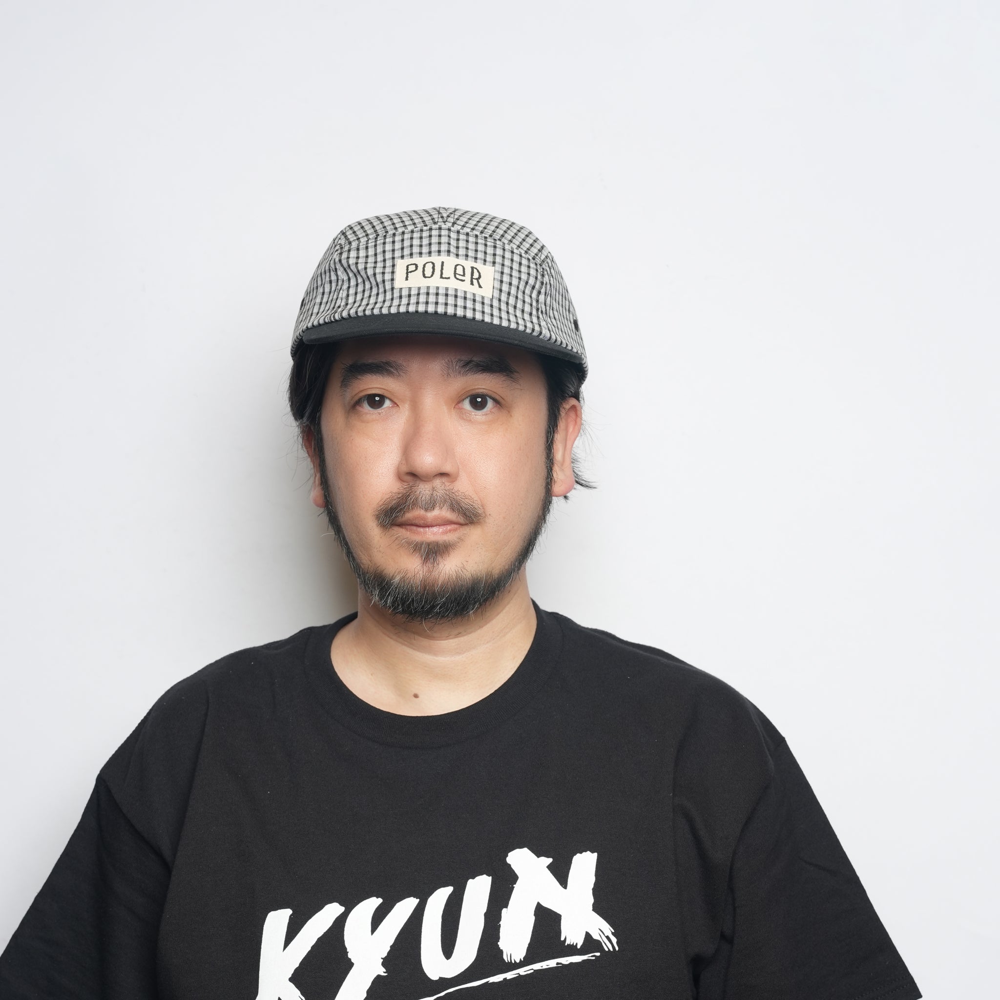 PL CHECK 5P CAP Gray-Black / Beige-Navy | POLER