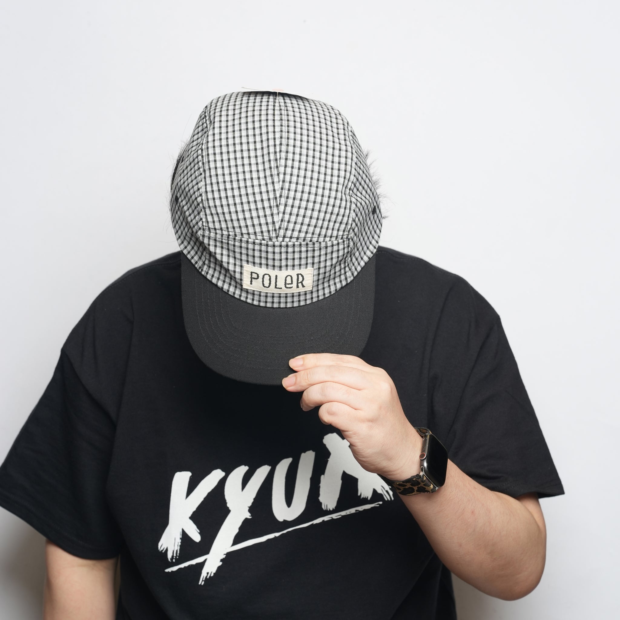 PL CHECK 5P CAP Gray-Black / Beige-Navy | POLER