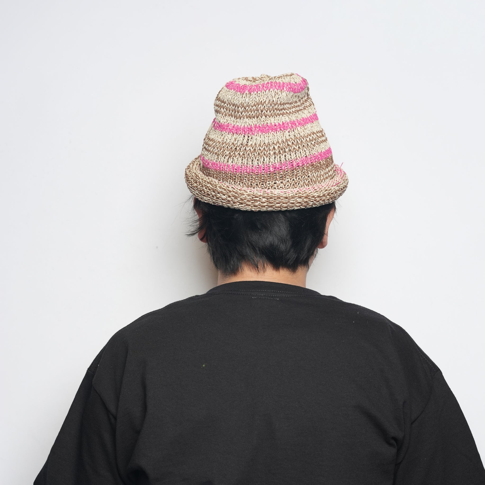 Multi Border Roll Knit Cap – Beige | INDIETRO ASSOCIATION