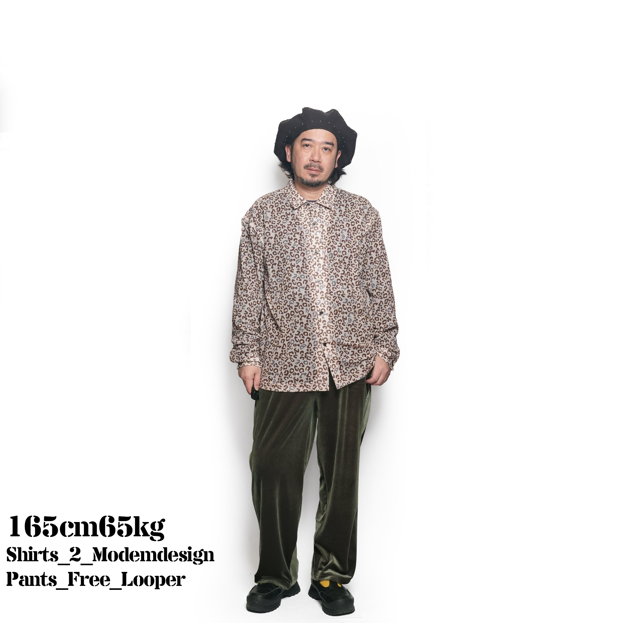 leopard print open collar mesh shirt – Beige | M-2510453_Beige | MODEM DESIGN