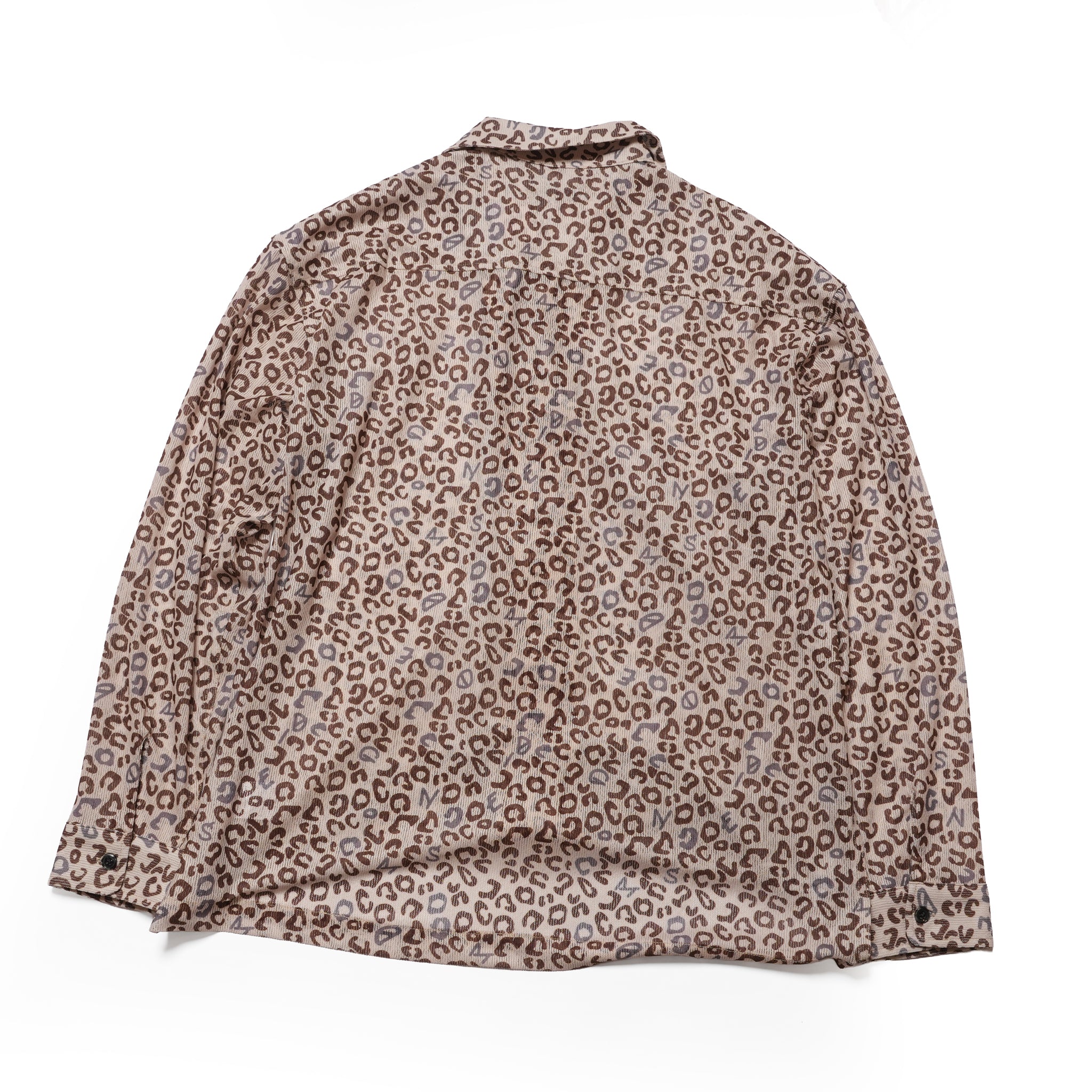 leopard print open collar mesh shirt – Beige | M-2510453_Beige | MODEM DESIGN