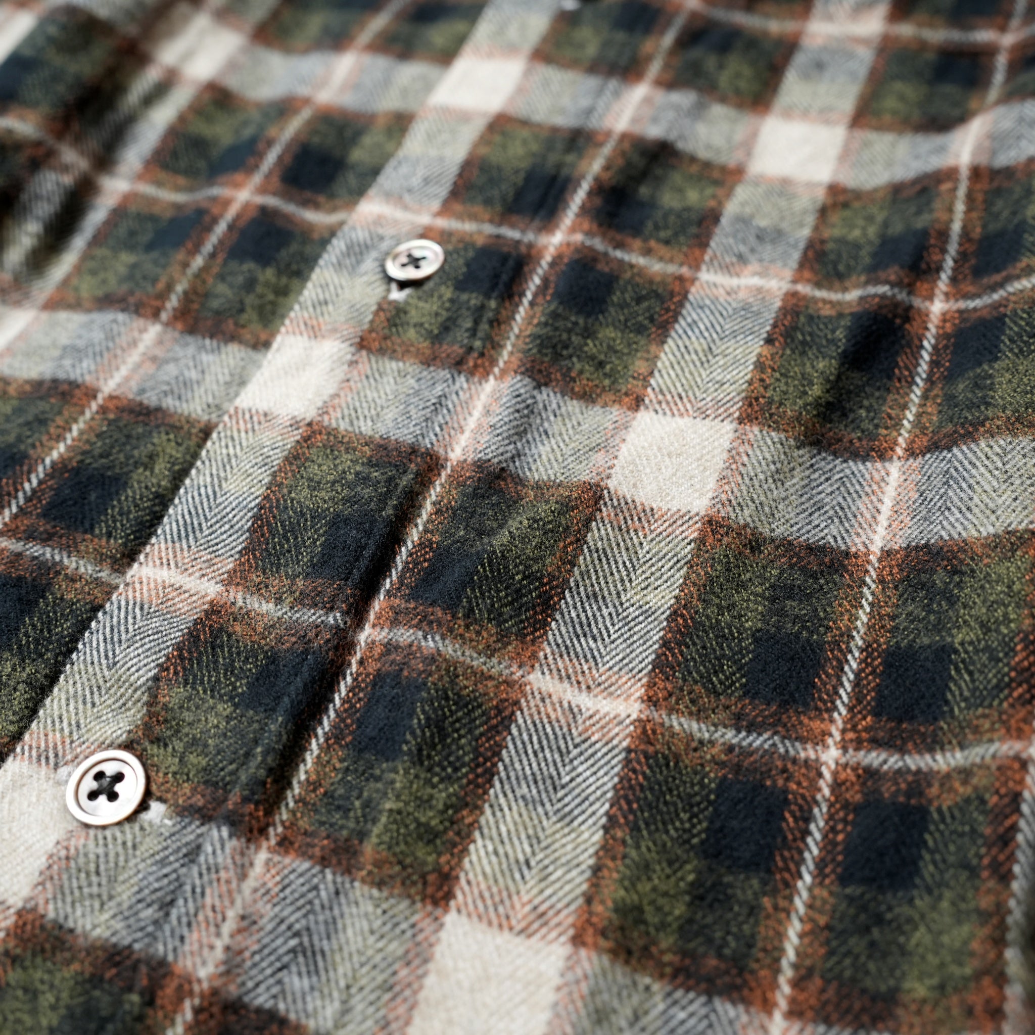 REGULAR COLLAR SHIRT-FLANNEL CHECK – Olive | CATTA SHIRTS