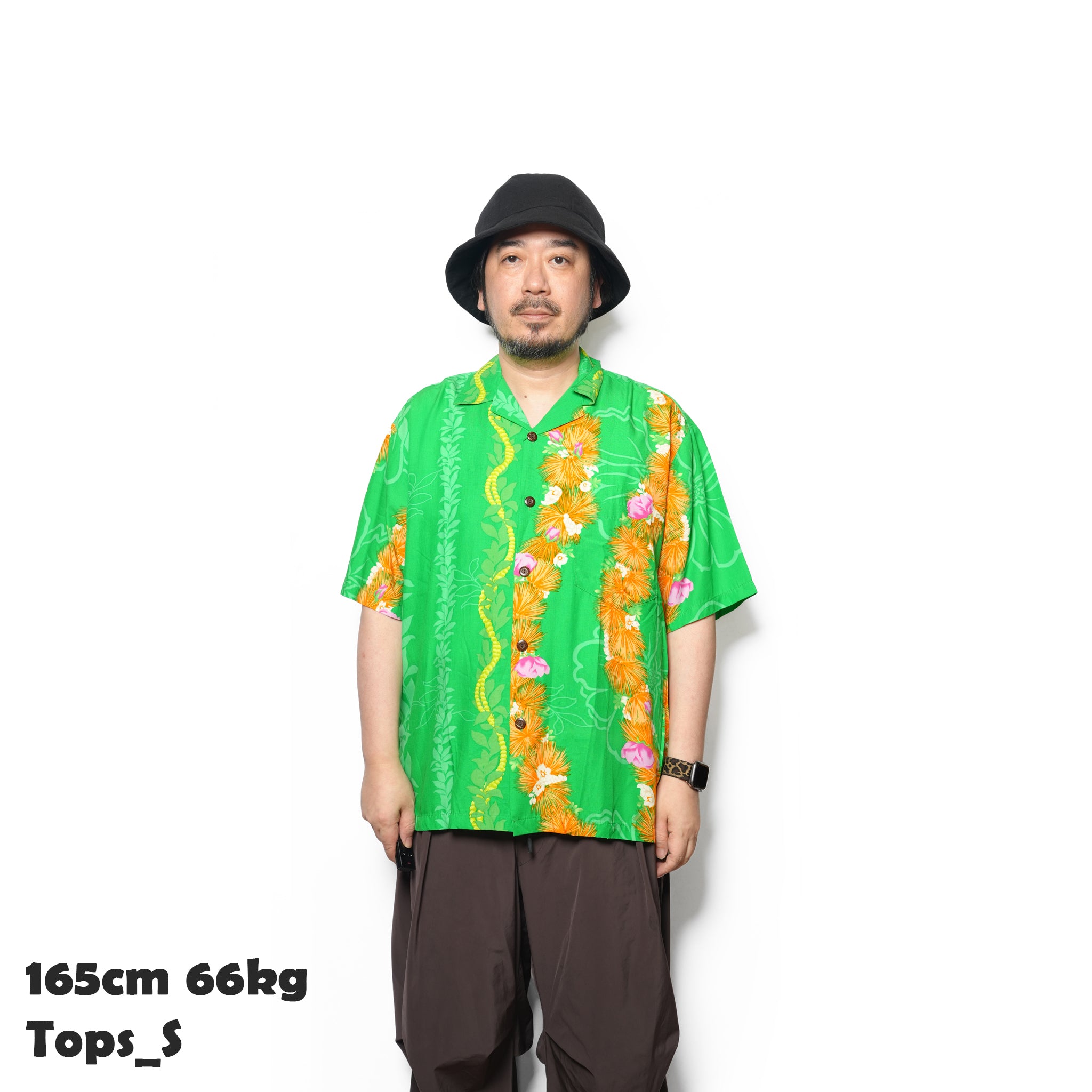 Men's Aloha Shirt-Ohia – Green/Navy | 542-HASMB【Hilo Hattie ヒロハッティ】【UNISEX ユニセックス】【アロハシャツ】【ネコポス選択可能】