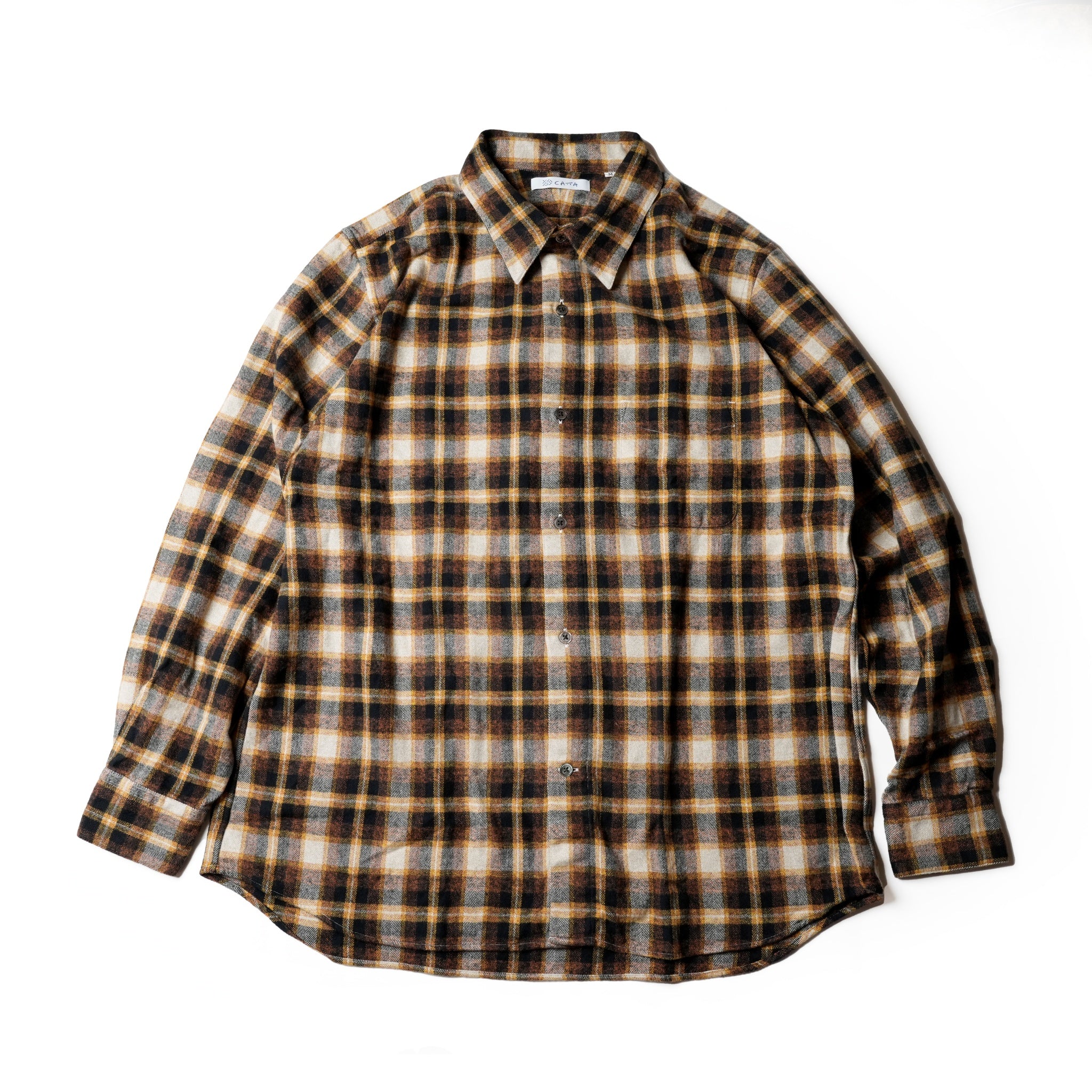 REGULAR COLLAR SHIRT-FLANNEL CHECK – Yellow | CATTA SHIRTS