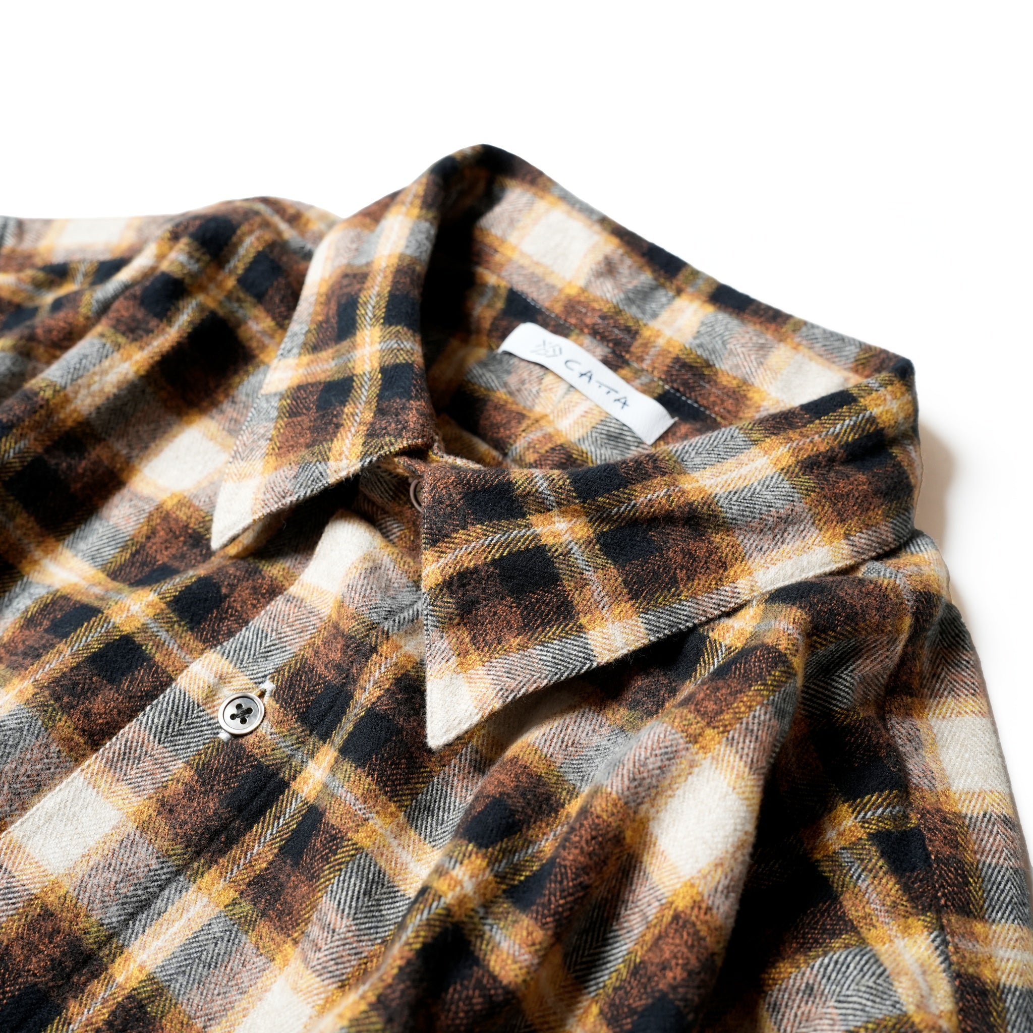 REGULAR COLLAR SHIRT-FLANNEL CHECK – Yellow | CATTA SHIRTS