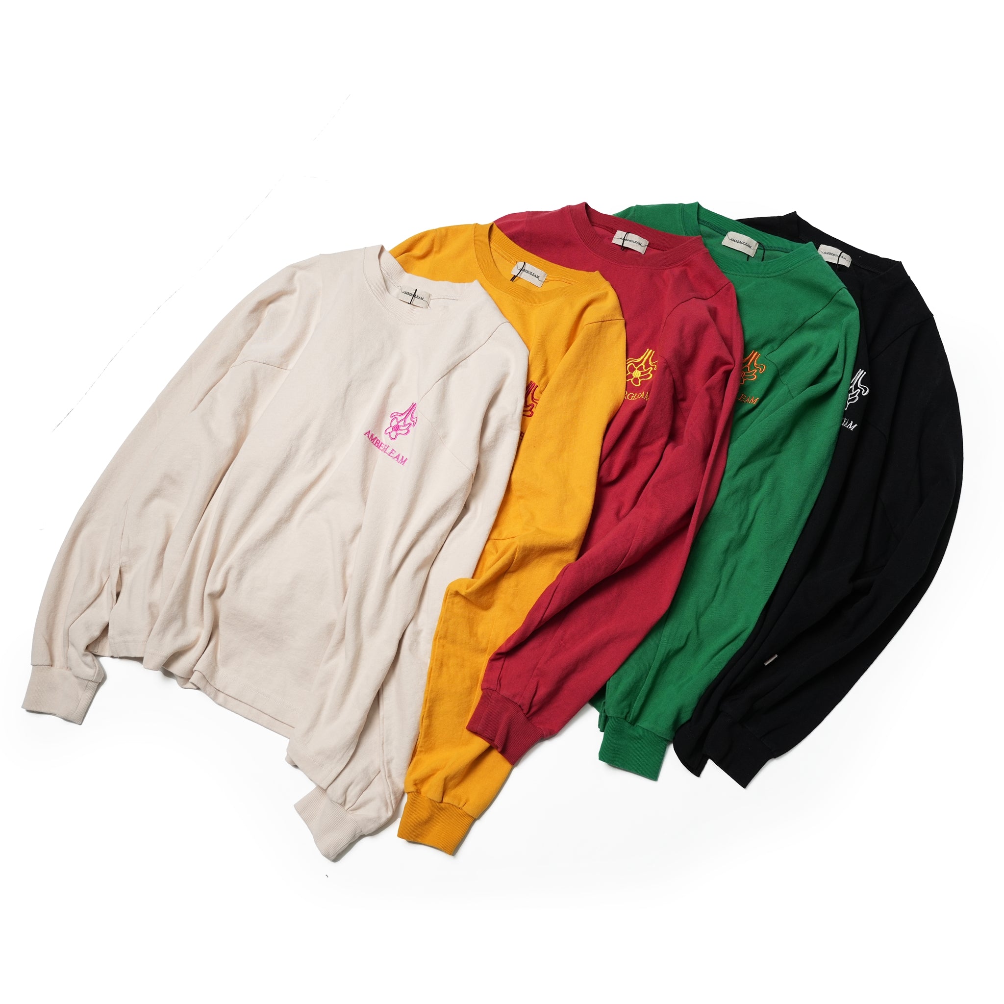 Embroidery Panel Long Sleeve – Ash Whte / Black / Green / Marigold / Redchili | AMBERGLEAM