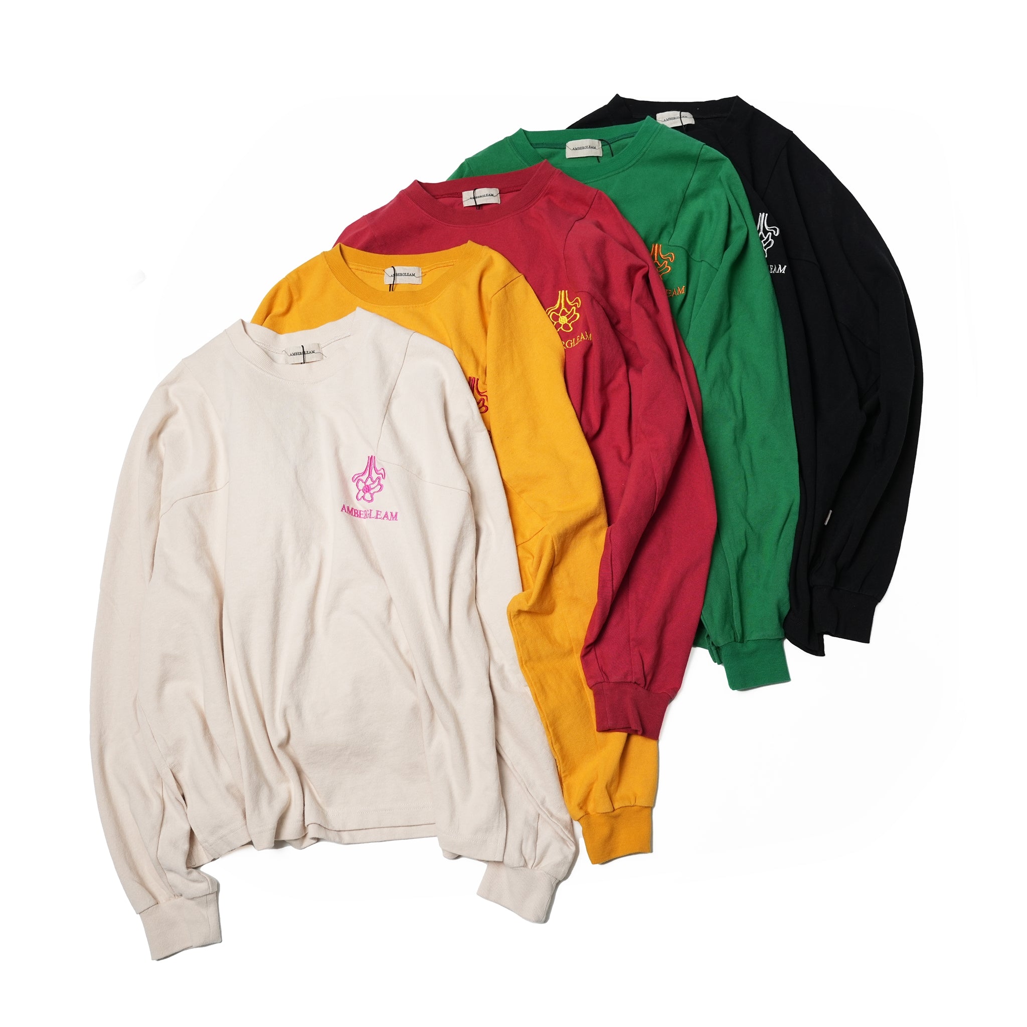 Embroidery Panel Long Sleeve – Ash Whte / Black / Green / Marigold / Redchili | AMBERGLEAM