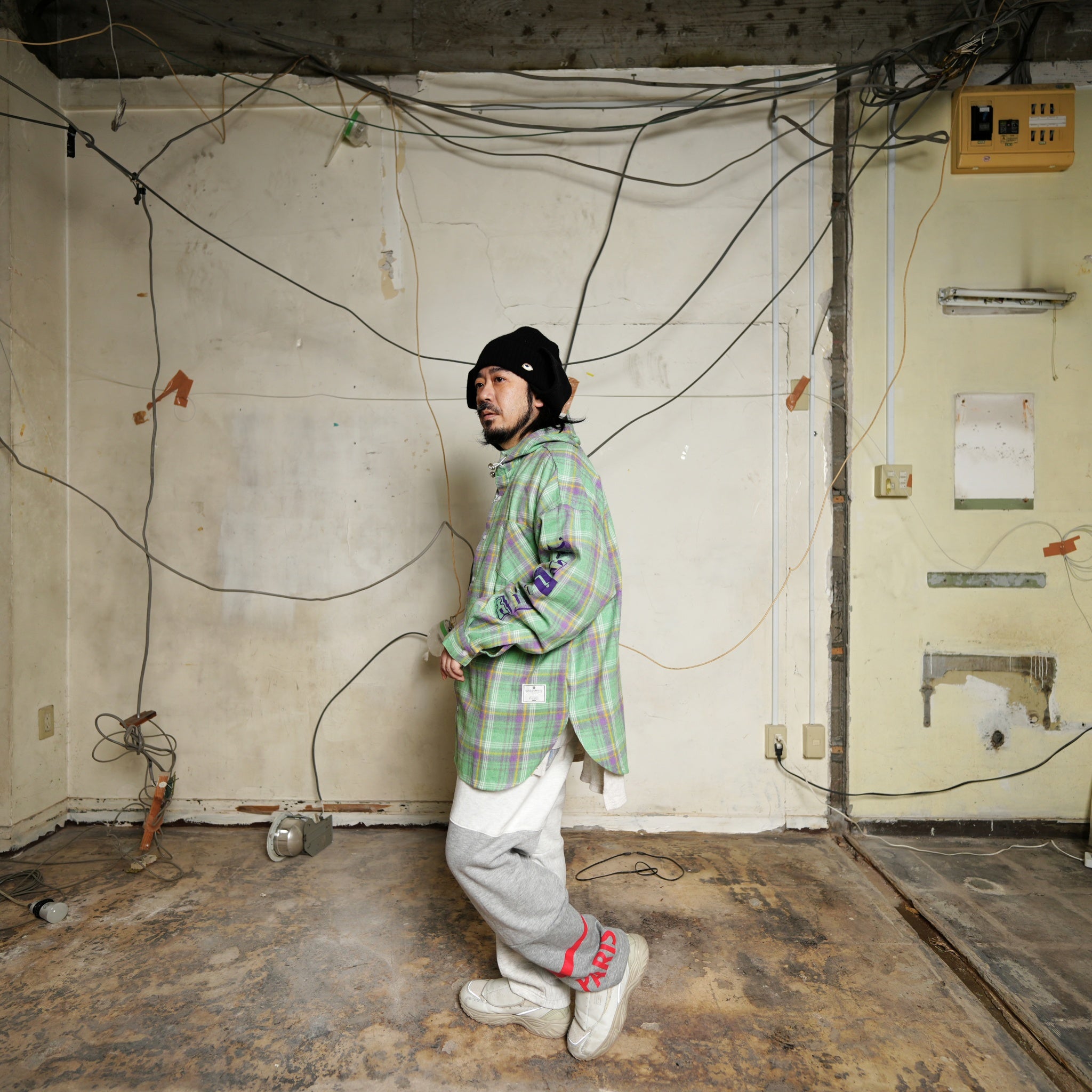 efmsaw-07 | Check shirts hoodie | Color:Sky Blue/Mint | Size:Free【EFFECTEN_エフェクテン】【archive】