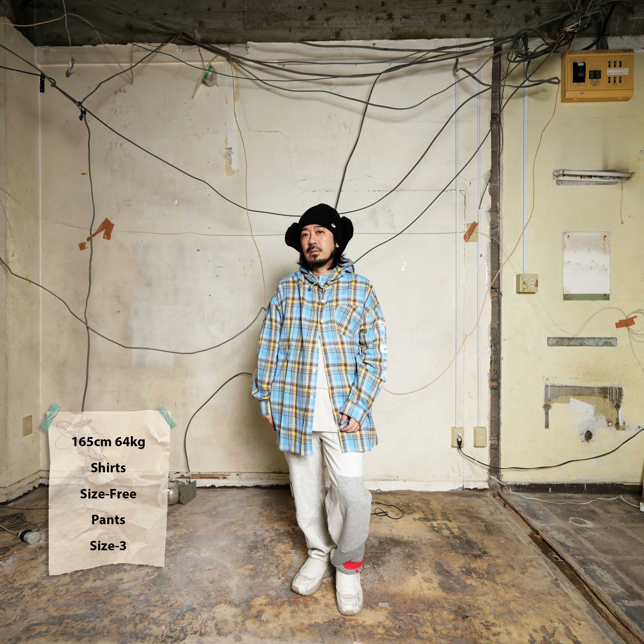Check shirts hoodie – Sky Blue/Mint | Size:Free | EFFECTEN