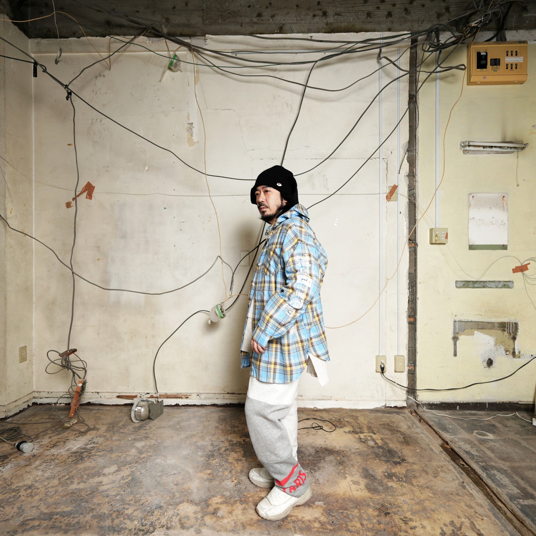 efmsaw-07 | Check shirts hoodie | Color:Sky Blue/Mint | Size:Free【EFFECTEN_エフェクテン】【archive】