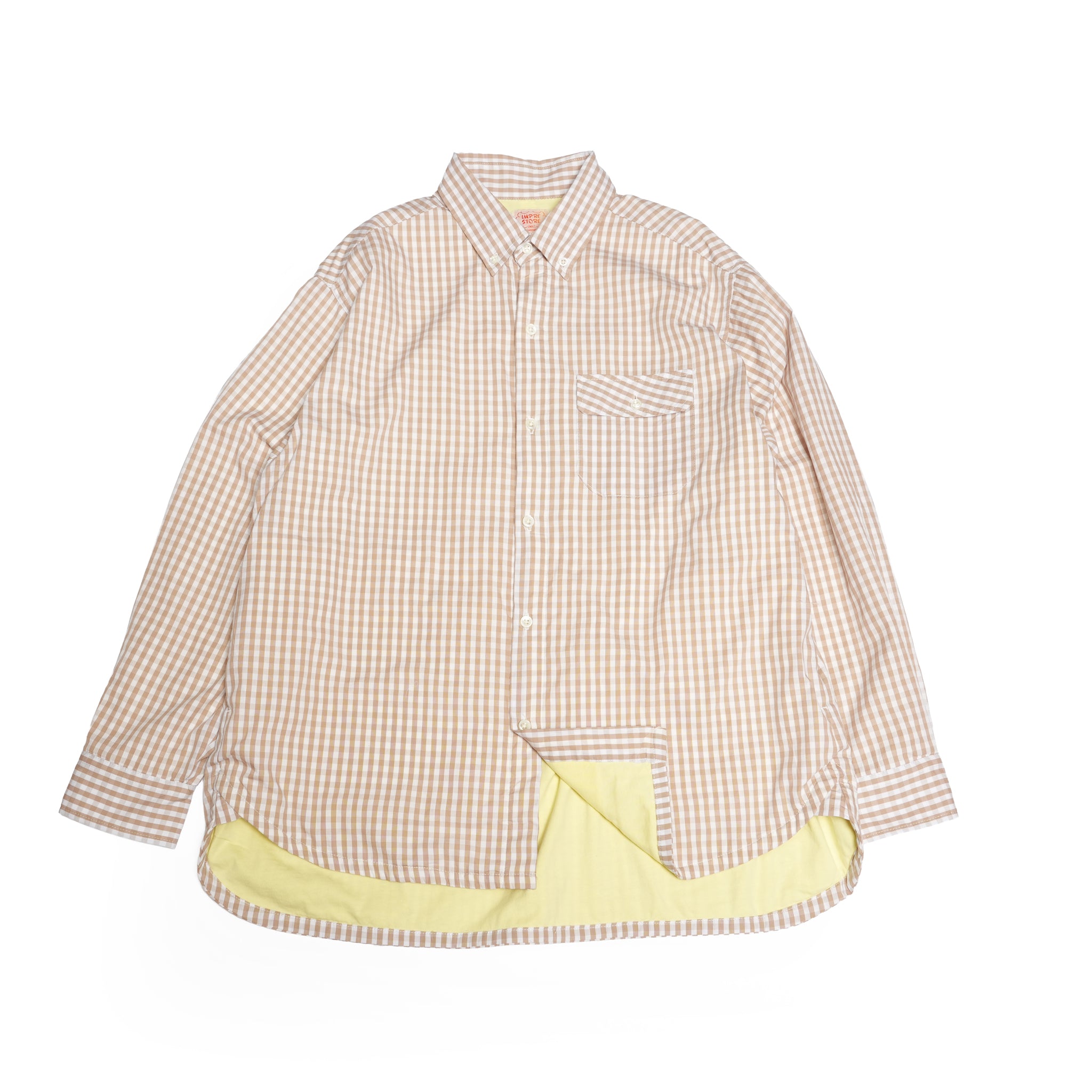 Tim_gingham check B/D shirts with lining | Color_Beige | No_CZ-ImSt-389_Beige【IMPRESTORE_インプレストア】