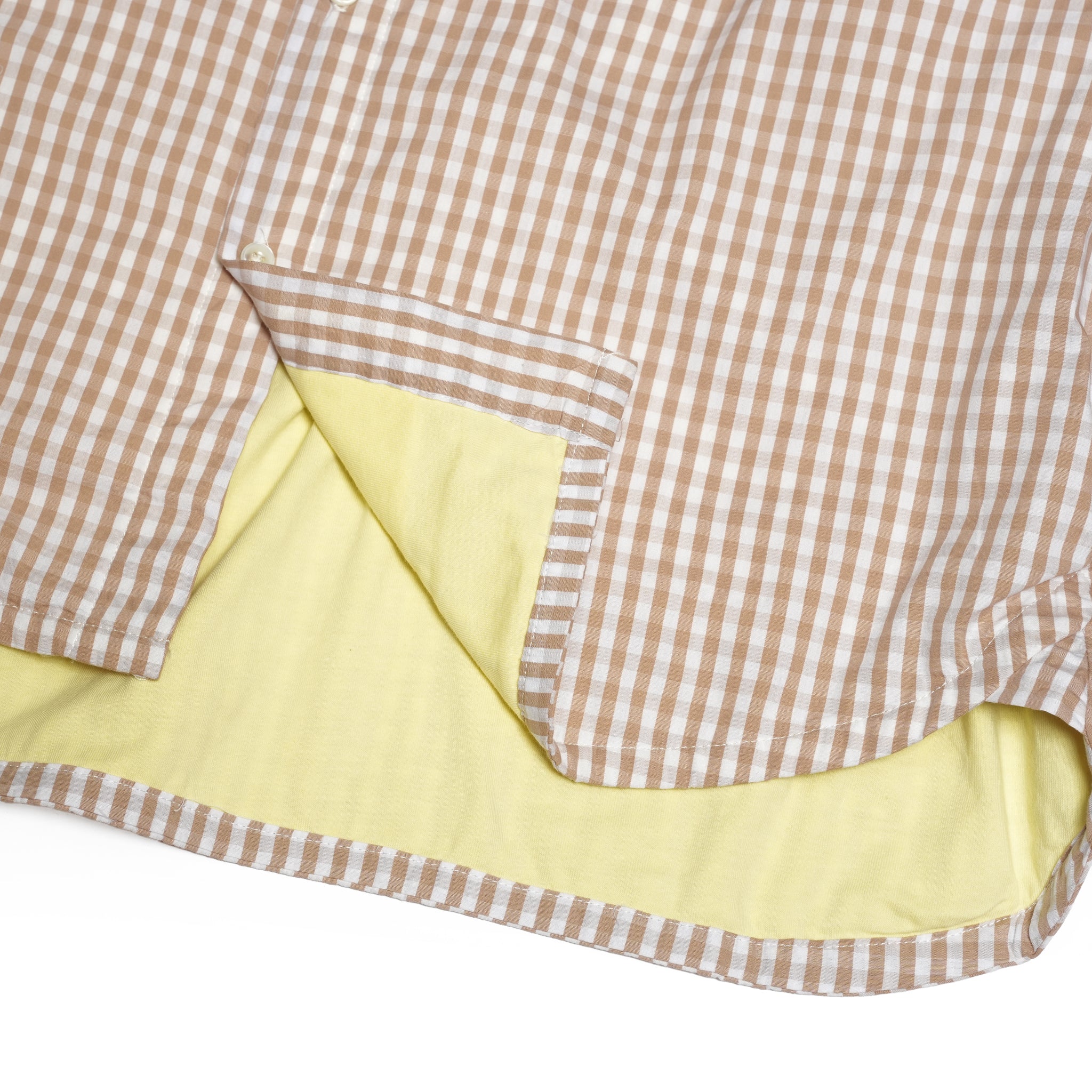 Gingham check B/D shirts with lining / Tim (Beige) | IMPRESTORE