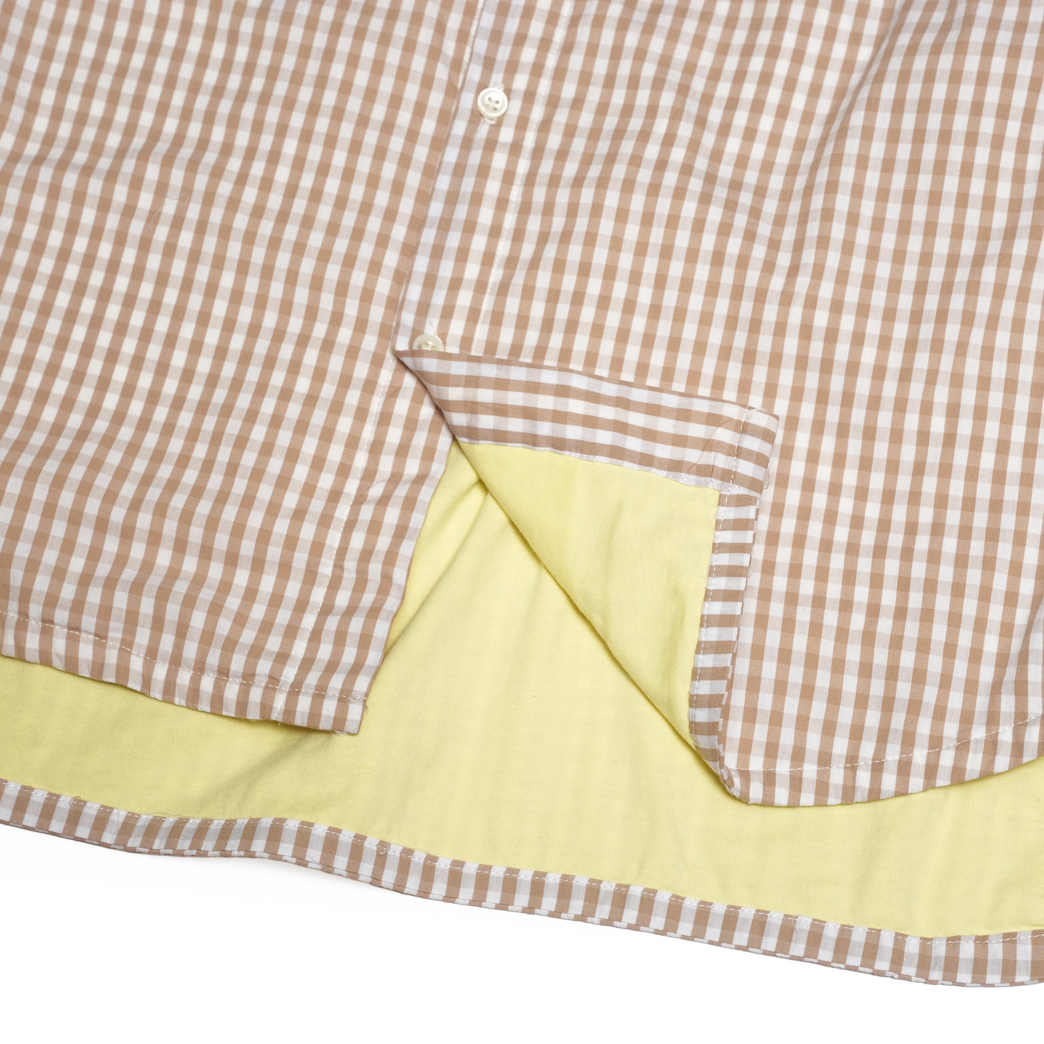 Gingham check B/D shirts with lining / Tim (Beige) | IMPRESTORE