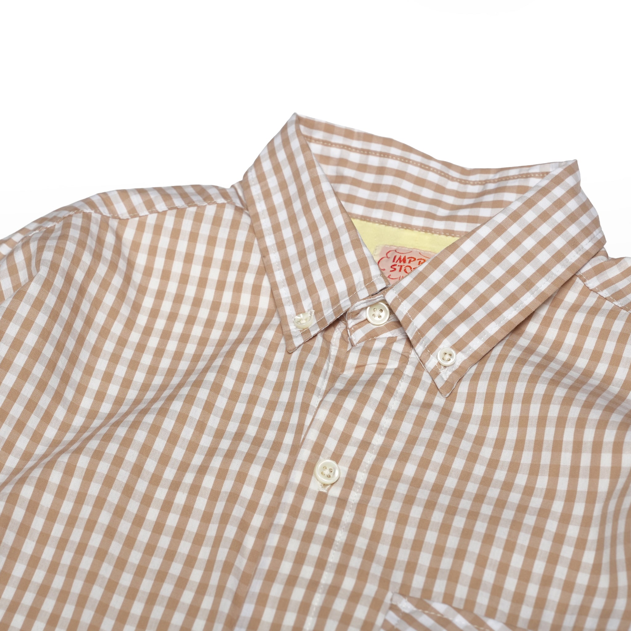 Gingham check B/D shirts with lining / Tim (Beige) | IMPRESTORE